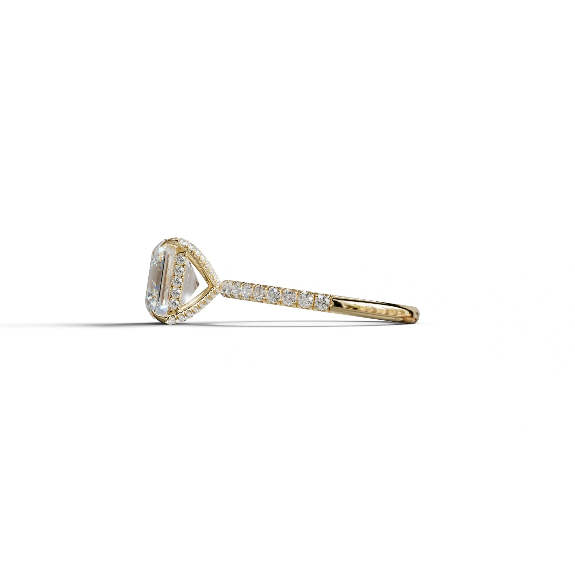 3 Carat E-VVS Asscher Cut Hidden Halo & Pave Lab Grown Diamond Ring