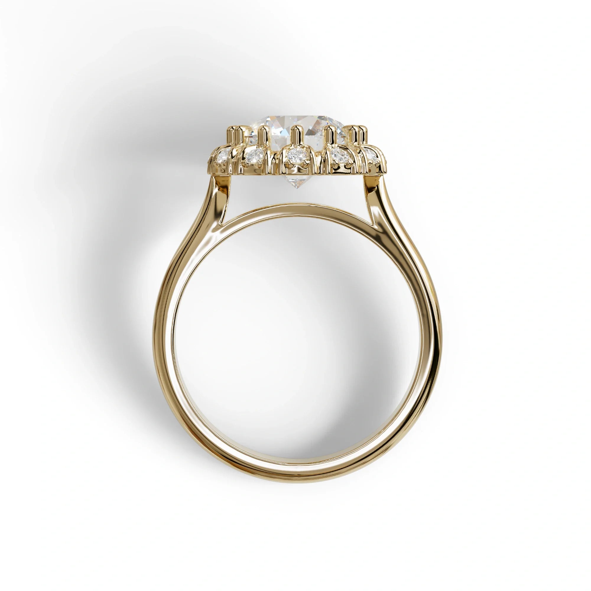 E VVS 3 Carat Round Shaped Halo Lab Diamond Ring - Sunflower