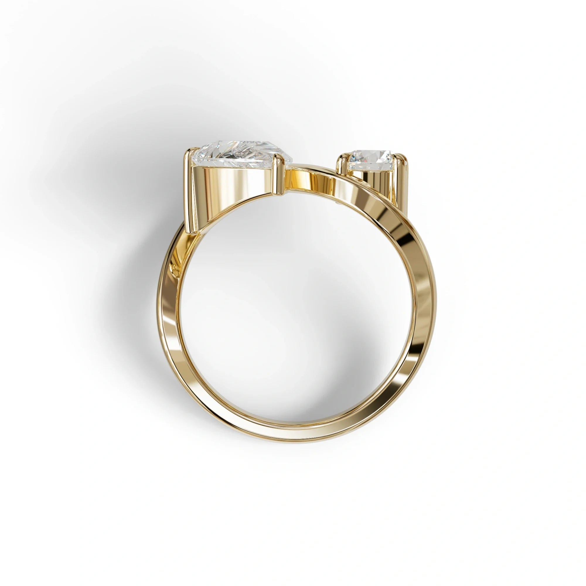 2.8 Carat E VVS Pear and Round Cut Lab Diamond Engagement Ring - Toi Et Moi