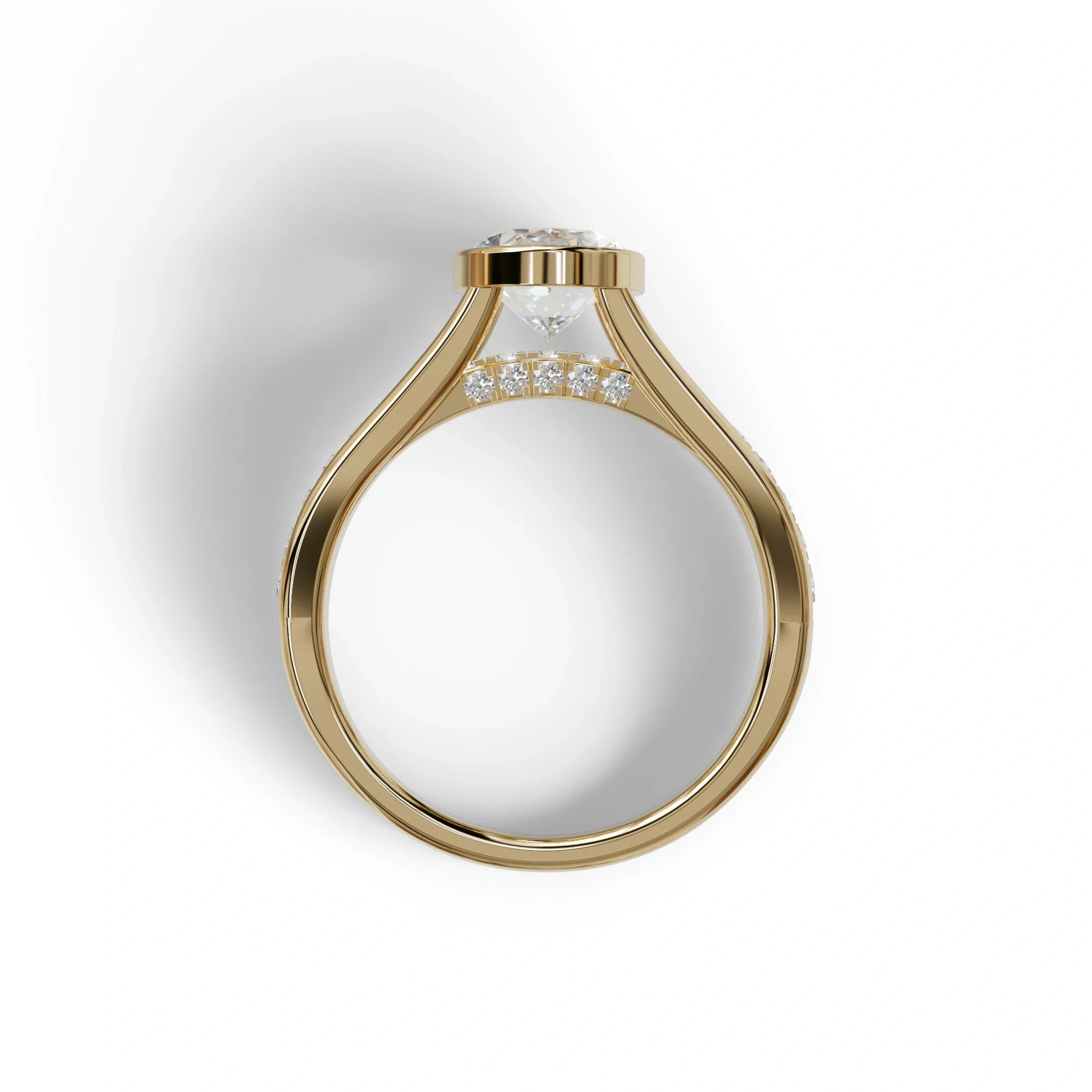 3 Carat Oval Bezel Setting lab grown Diamond Engagement Ring - Prisma