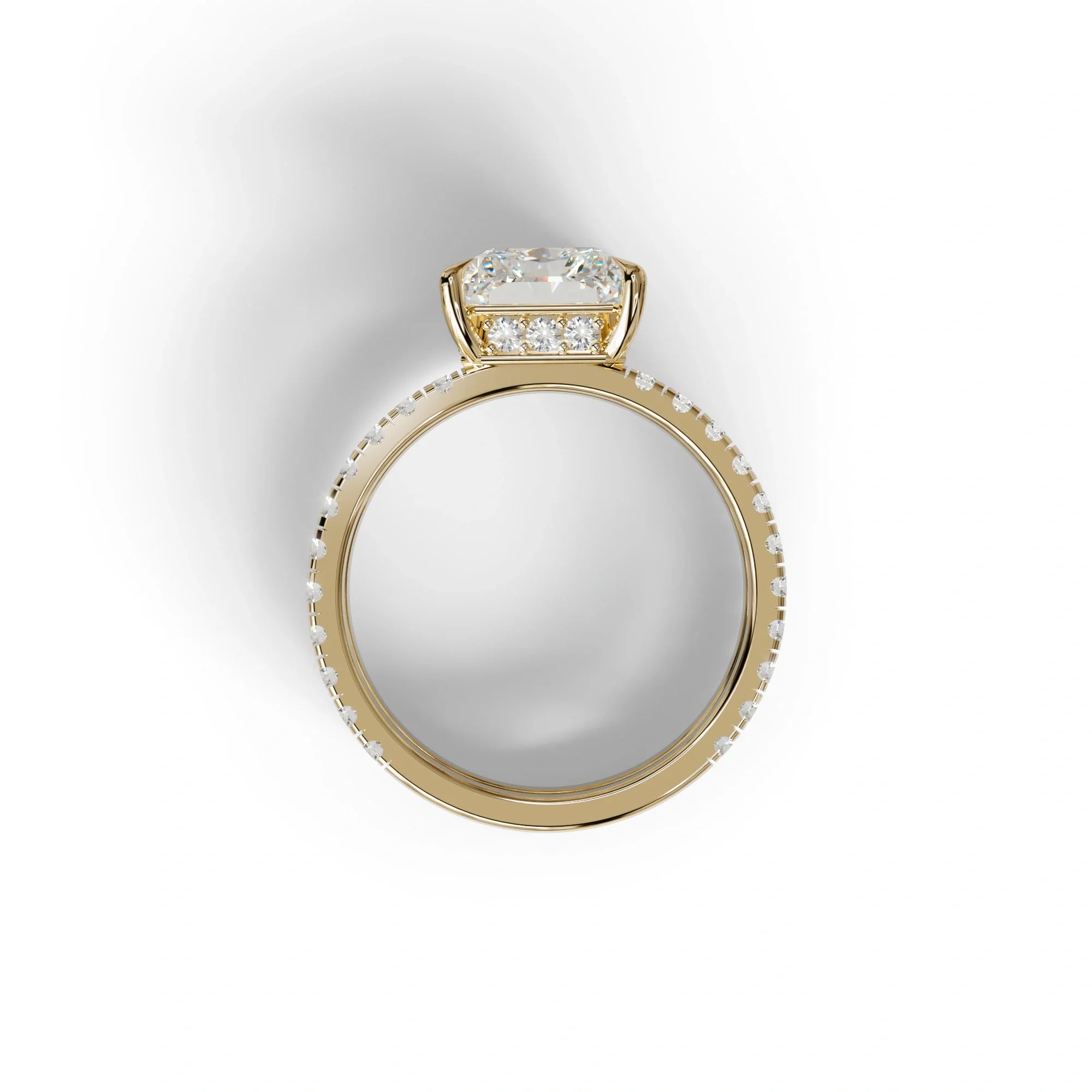 3 Carat Lab Diamond Radiant Cut Engagement Ring | Double Band Hidden Halo - Billie