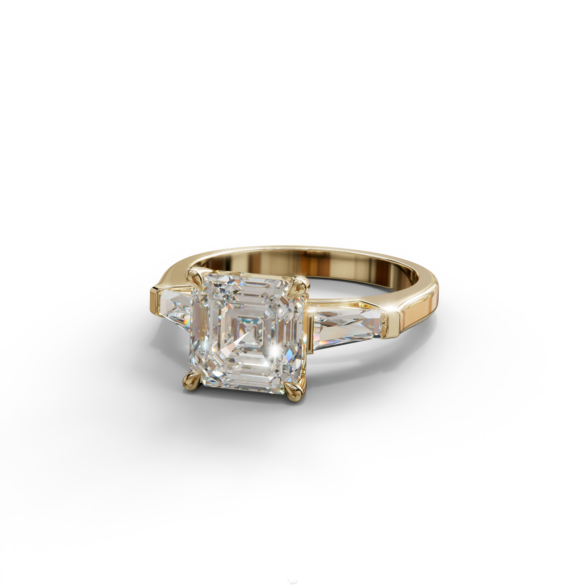3 Carat E VVS Asscher & Baguette Cut Multi Stone Lab Diamond Ring - Brillante