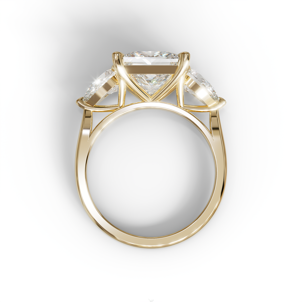 3 Carat E/VVS Princess Cut Lab Diamond In 3 Stones Claw Prongs Setting Ring