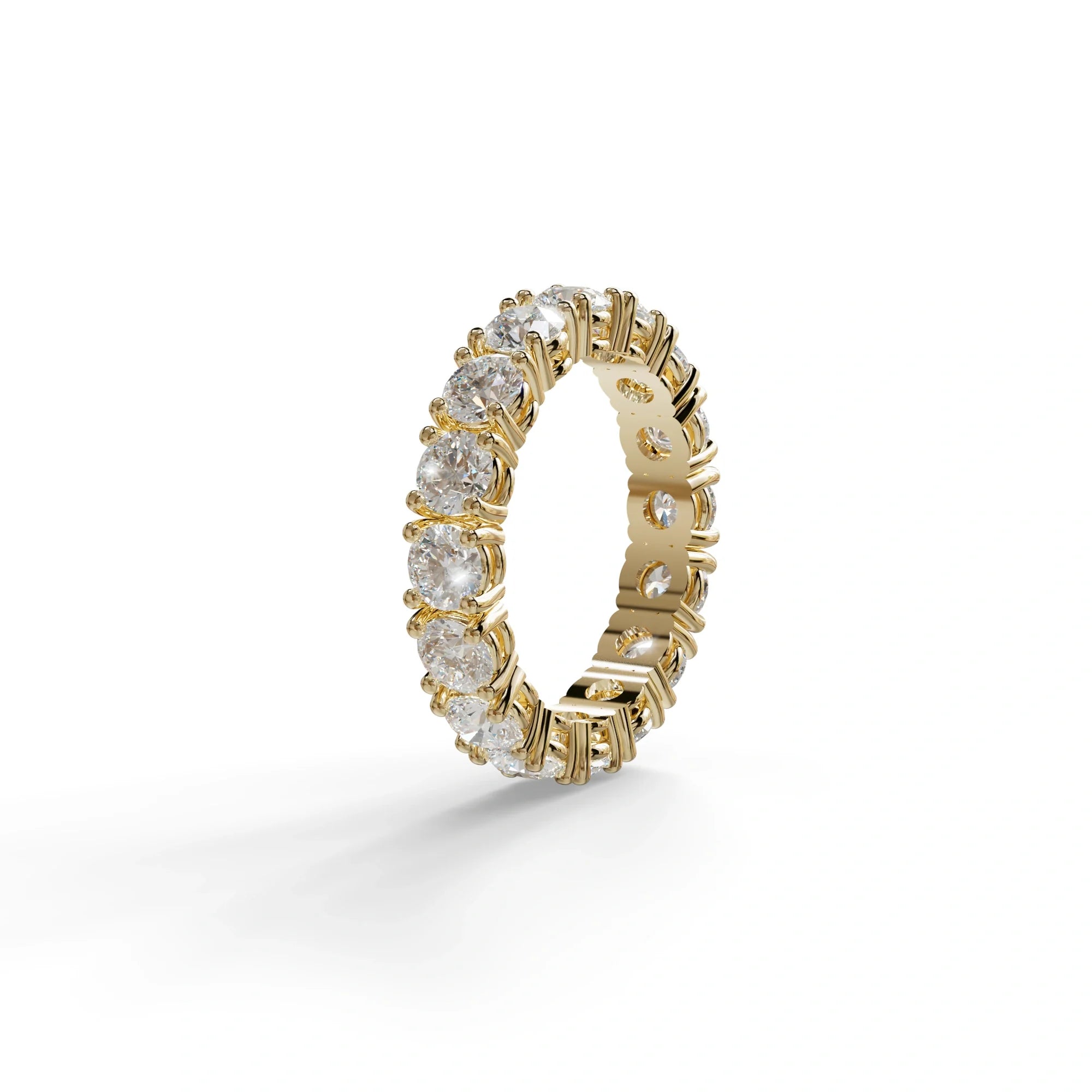 E VVS 5 Carat Round Full Eternity Lab Diamond Band - Prong Setting