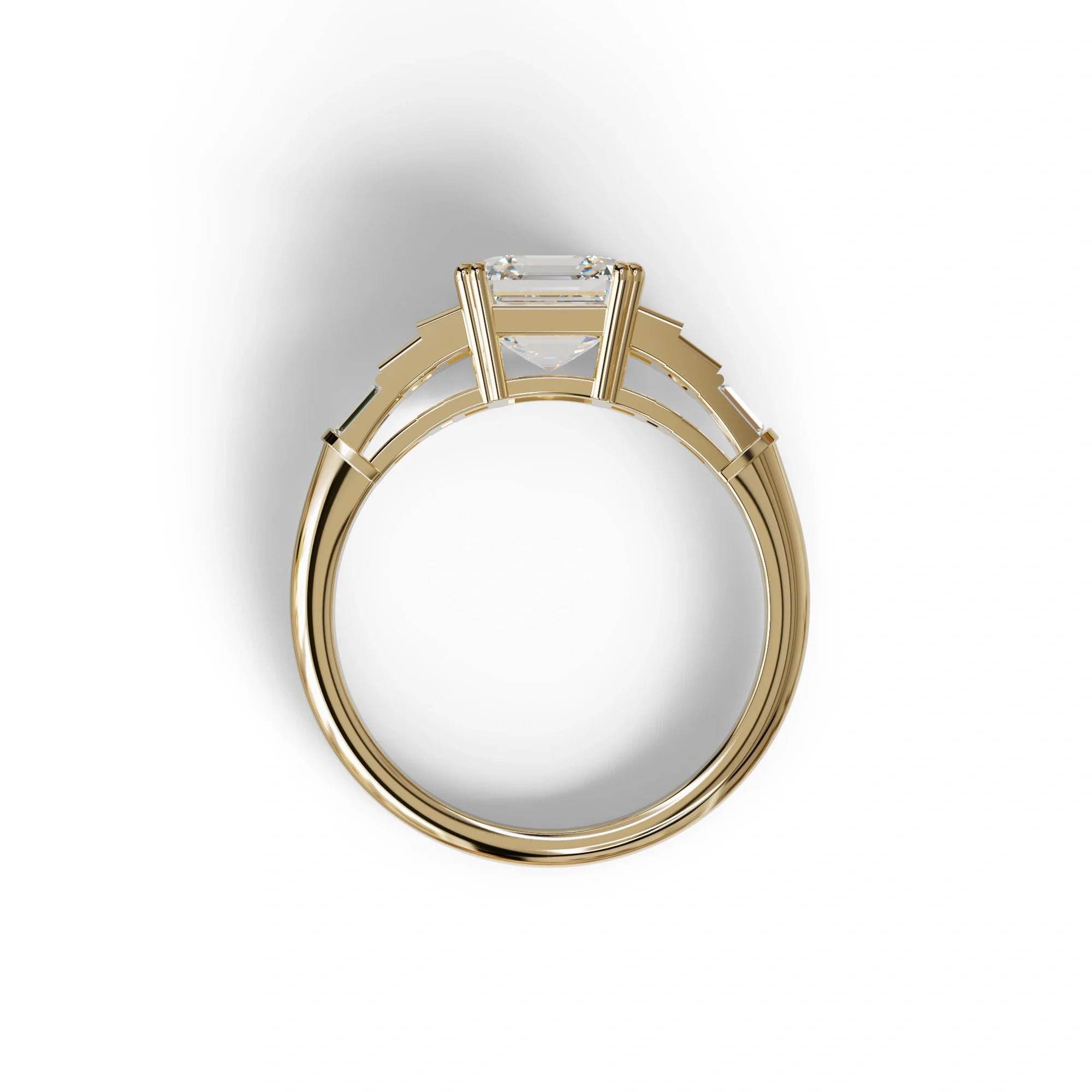 3 Carat E-VVS Asscher Three Stone Lab grown Diamond Ring - Vetra