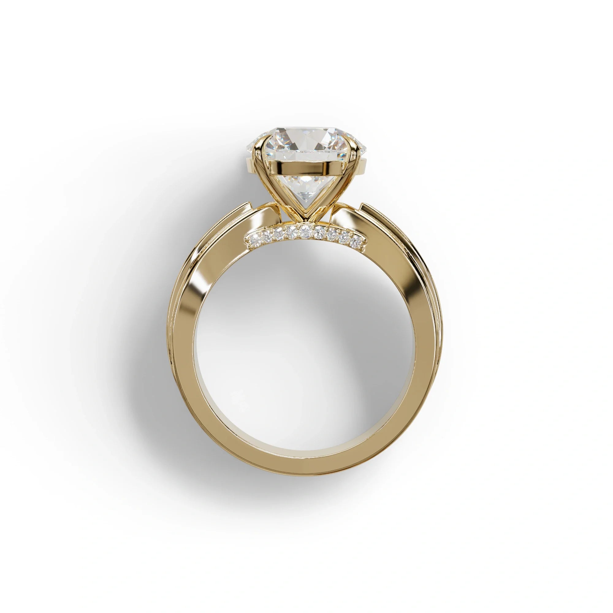 3 Carat E/VVS Round Cut V-Shank Pave Setting Lab Grown Diamond Ring - Je t’adore