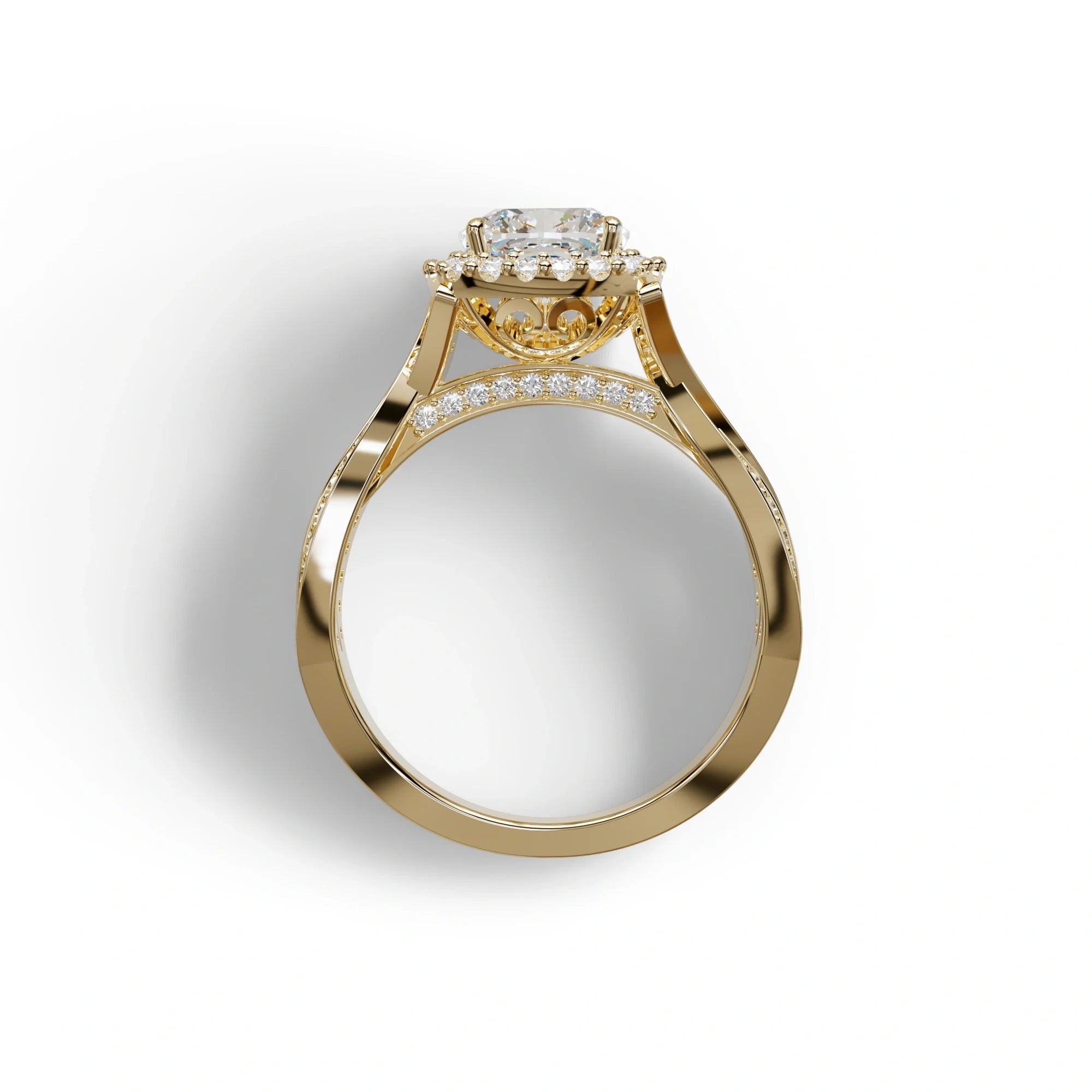 3 Carat E VVS Cushion Cut Lab Grown Diamond Engagement Ring - Odessa