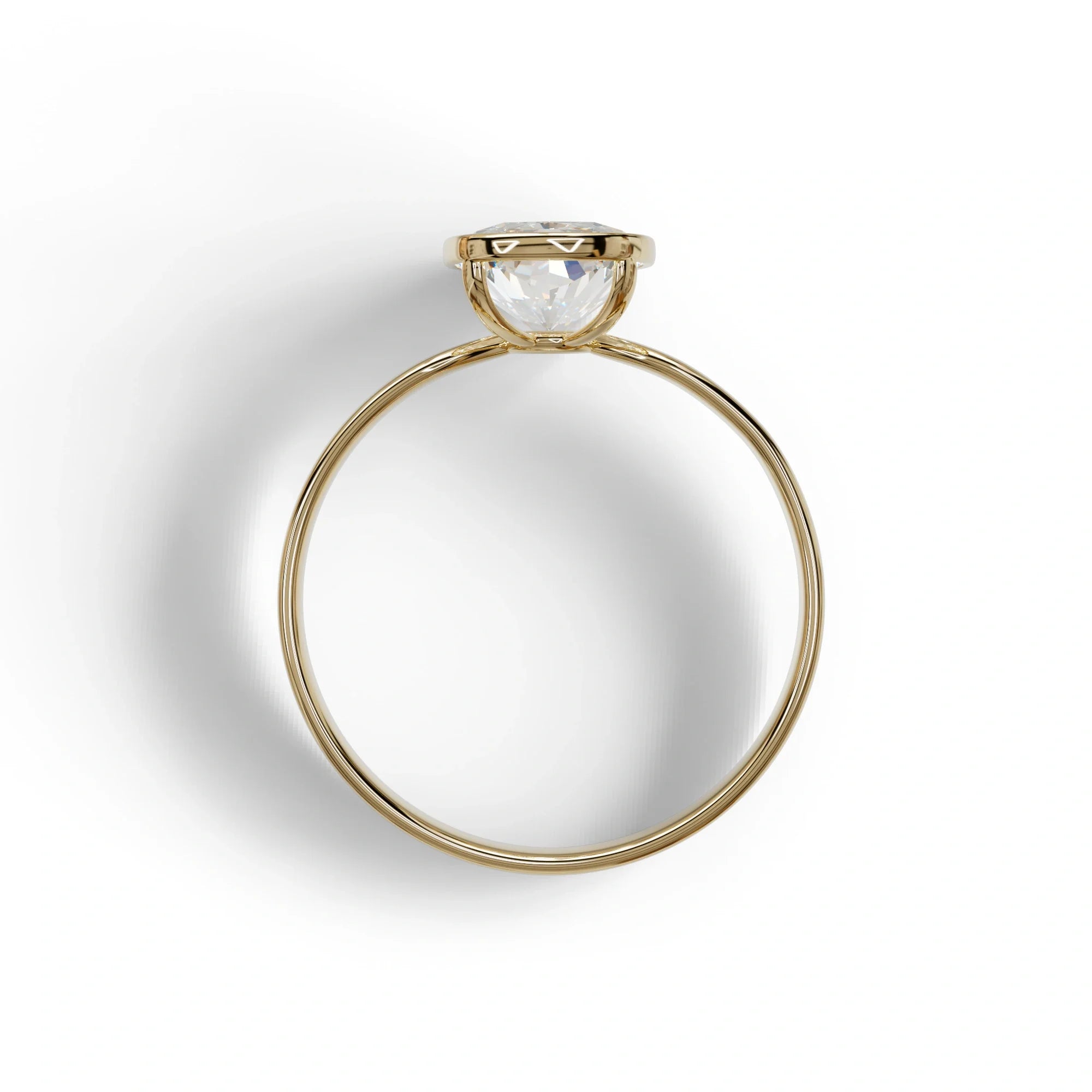 3 Carat E VVS Elongated Cushion Cut Bezel Set Engagement Ring - Astrae