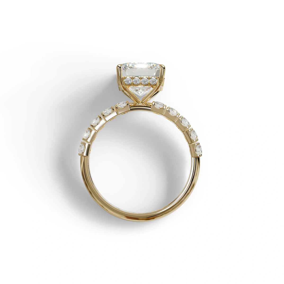 3 Carat E VVS Emerald Cut Lab Diamond Hidden halo Engagement Ring - Luminary