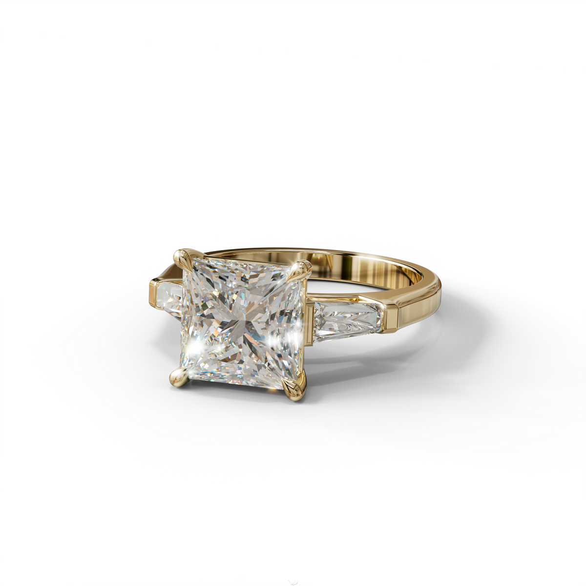 E/VVS 3 Carat Princess & Baguette Cut Lab Grown Diamond Ring - Alluring