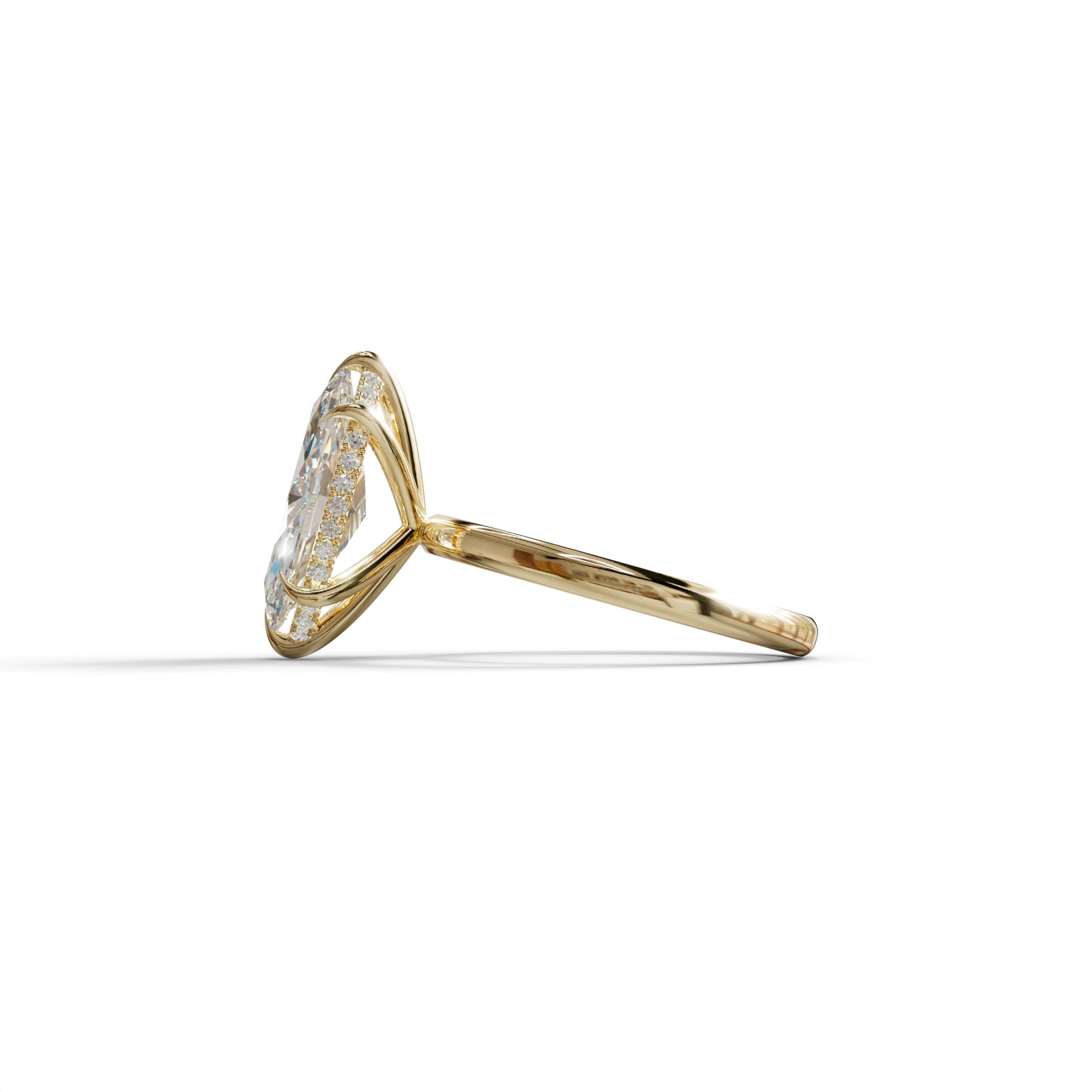 3.5ct E VVS Marquise Cut Hidden Halo & Claw Lab Grown Diamond Engagement Ring - ring