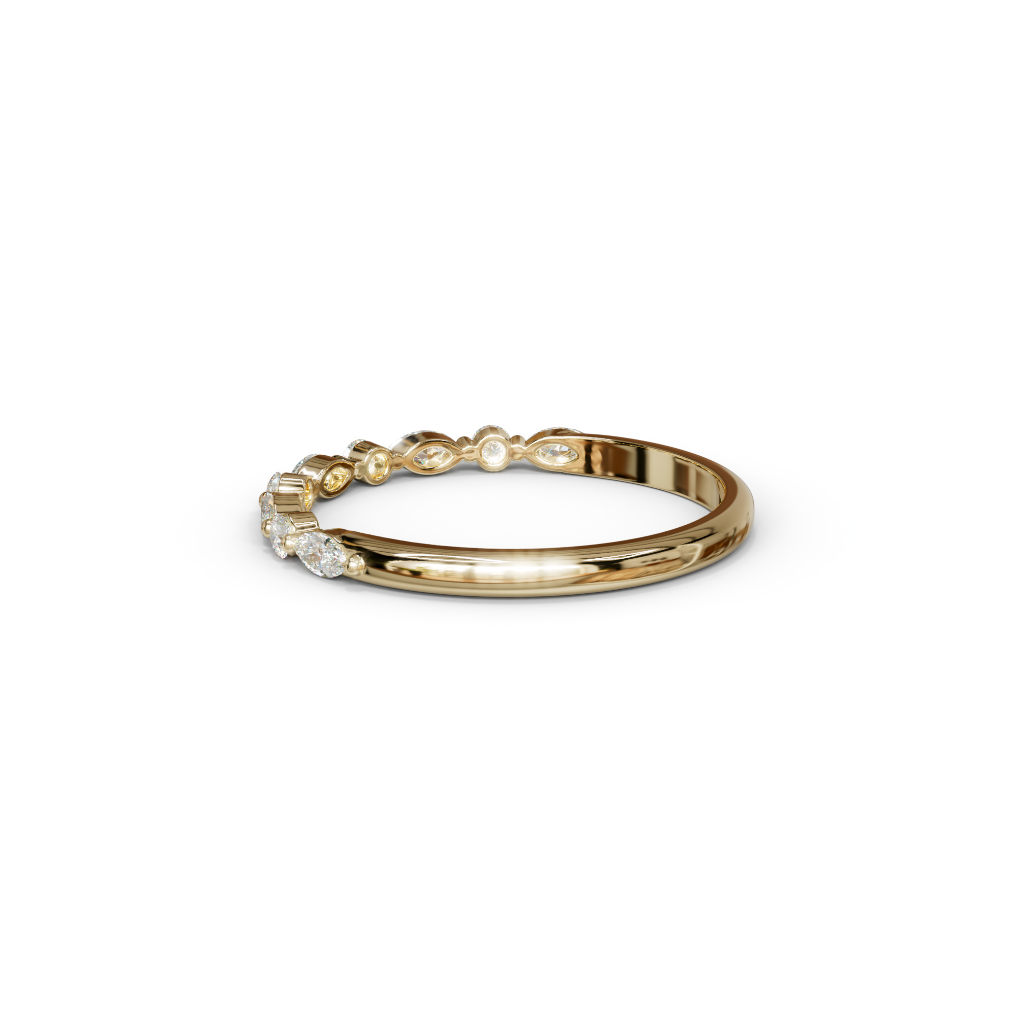 Floating Citrine - Round & Marquise Lab Grown Diamond Half Eternity Stacking Band