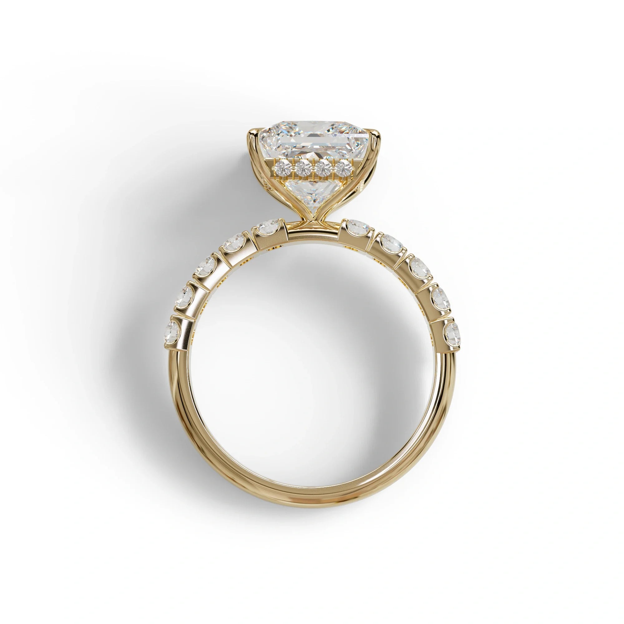 3 Carat E VVS Princess Cut Pave Lab Created Diamond Ring - Elysia