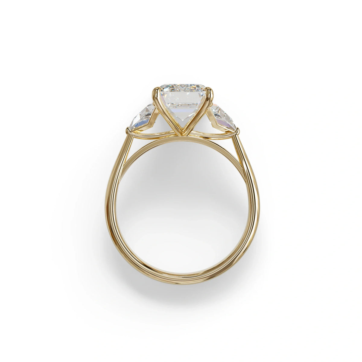 3Ct Emerald Cut Lab Grown Diamond Three stone Engagement Ring - Polaris