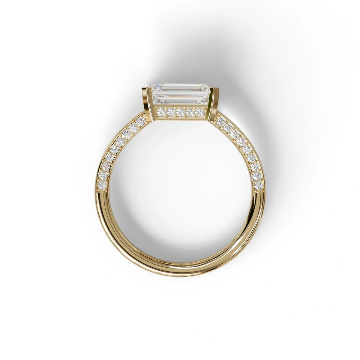 2.5 Ct Emerald Cut Lab Diamond In Pave-Chanel Setting Ring - Qiqi