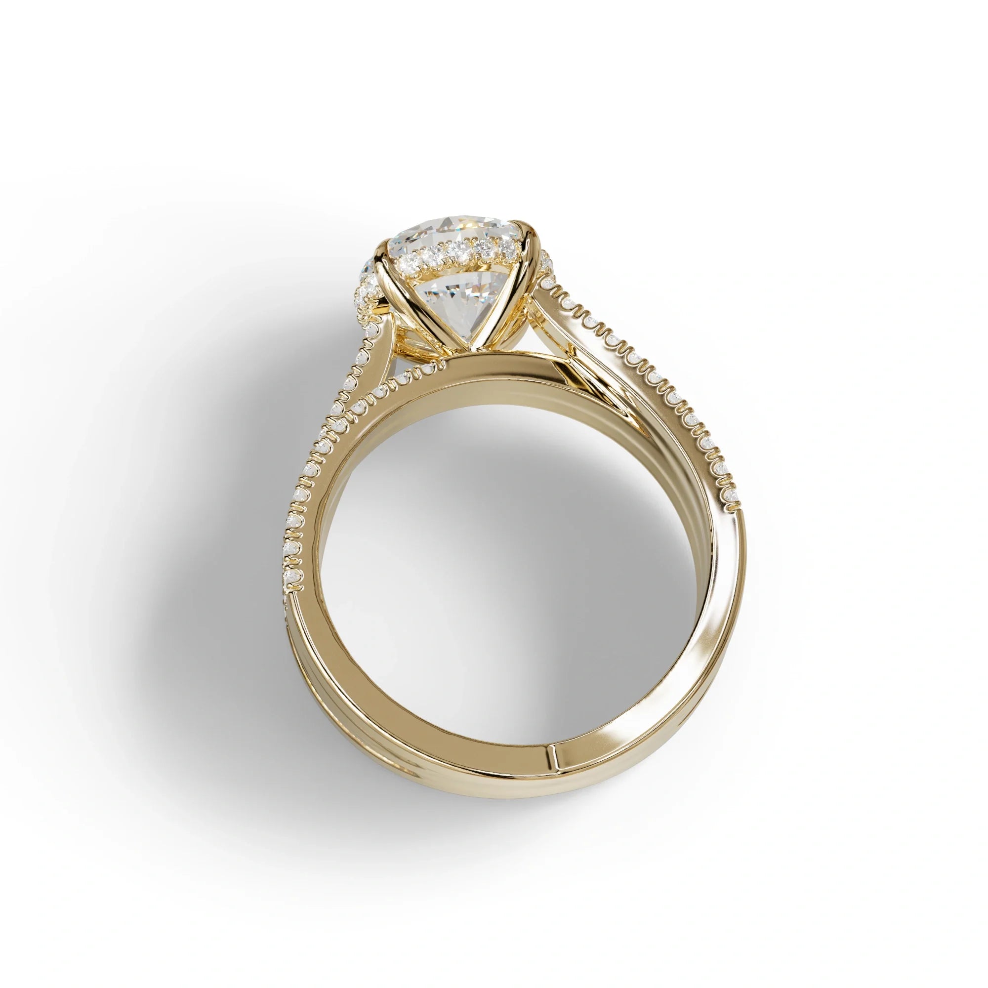 E VVS 2 Carat Round Cut Hidden Halo Lab & Pave Lab Diamond Ring - Je t’aime