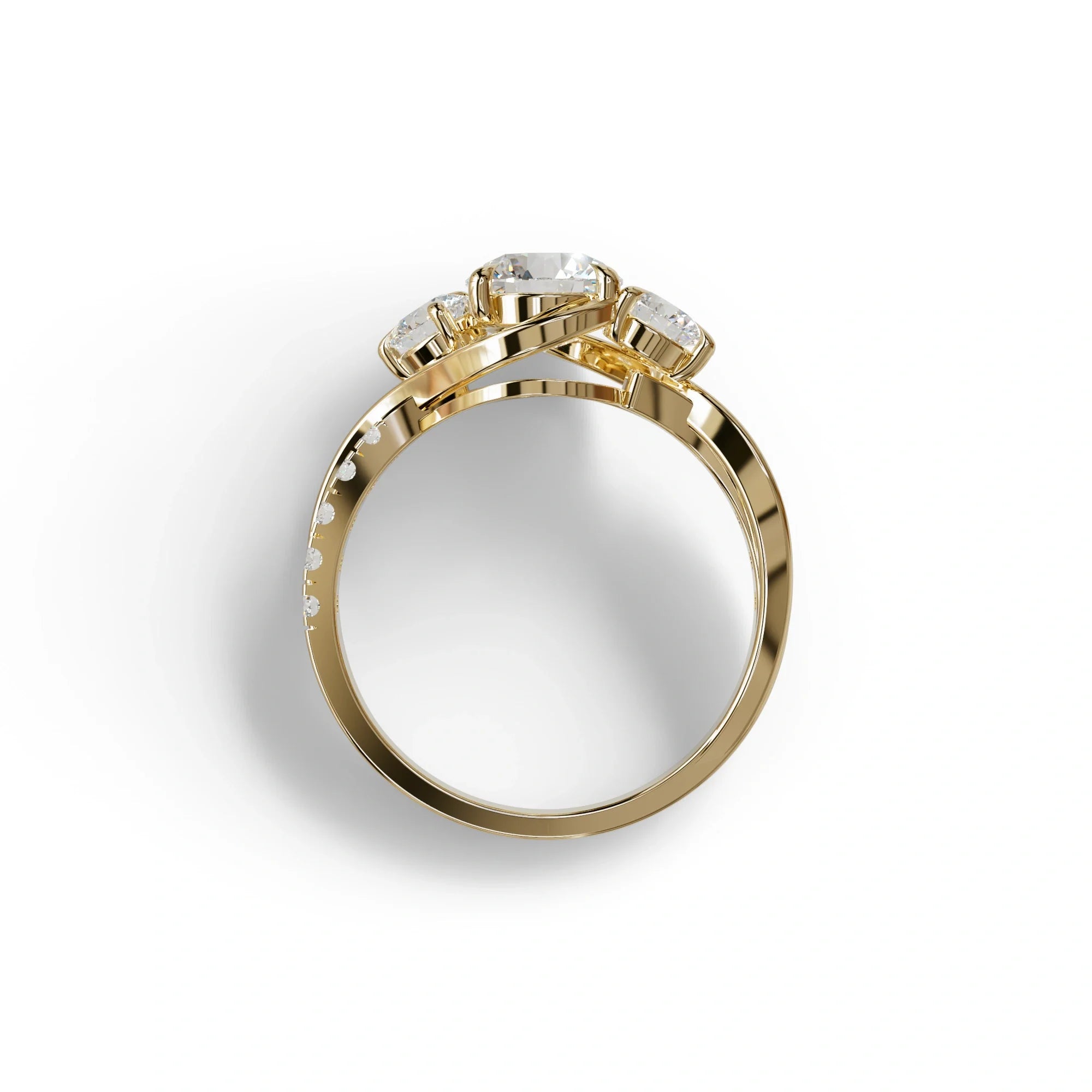 2 Carat Round cut Lab Grown Diamond Curved Engagement Ring - Giverny