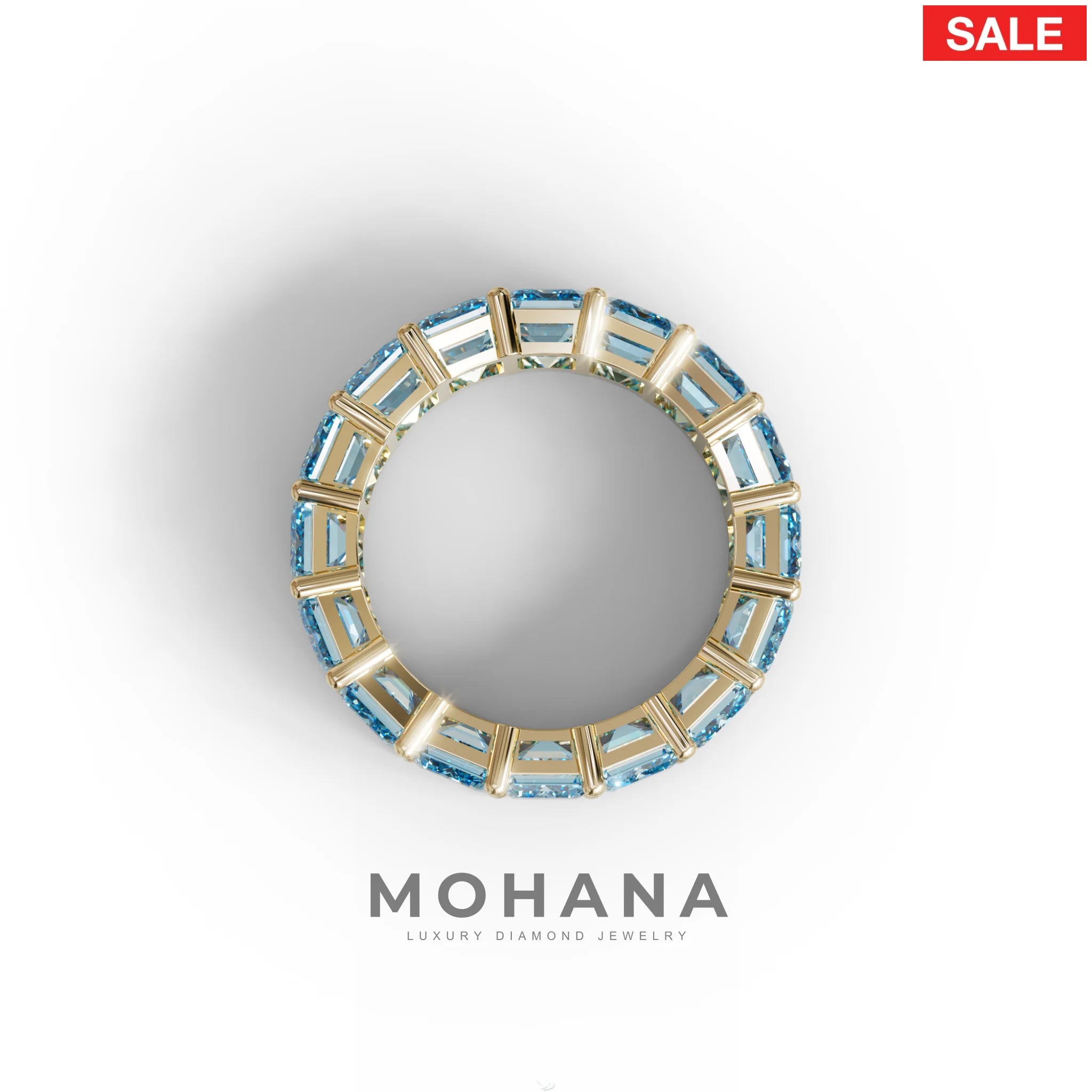 Lab‑Grown Blue Emerald‑Cut Diamond Band – Classic Full‑Eternity Style