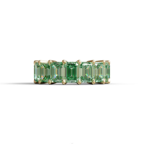 8 Carat Green Lab Grown Diamond Wedding Band – Emerald Cut Eternity