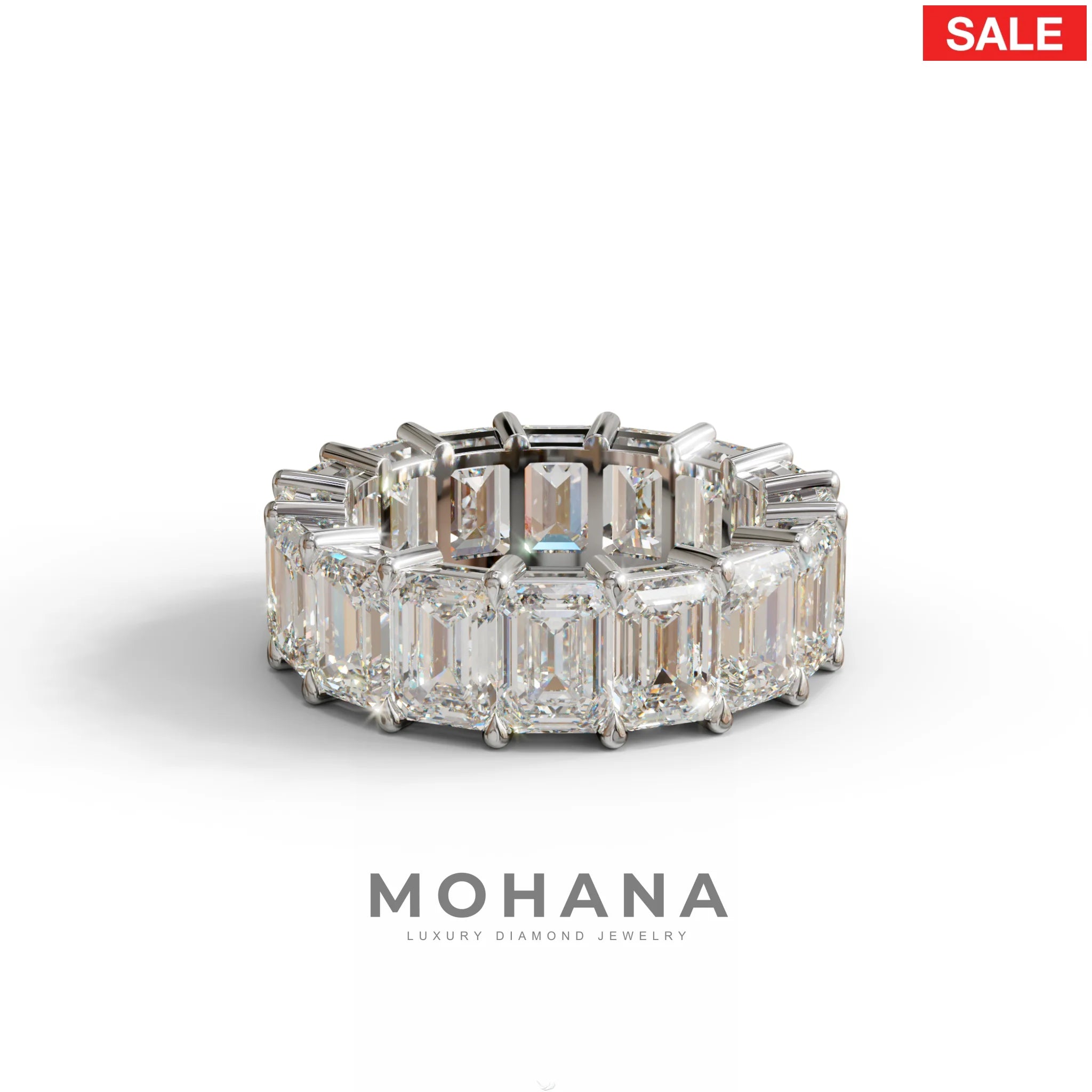 Lab‑Grown Emerald‑Cut Diamond Band – Classic Full‑Eternity Style - E-VVS