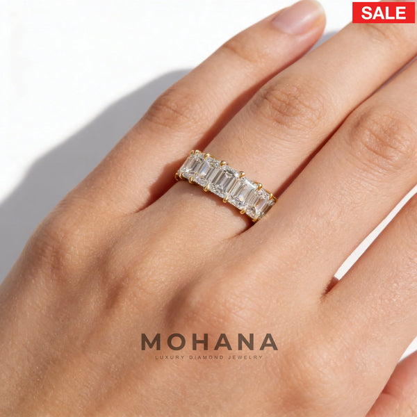 8 Carat Lab Grown Diamond Wedding Band – Emerald Cut Eternity alternate view