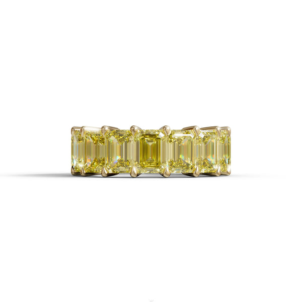 8 Carat Yellow Lab Grown Diamond Wedding Band – Emerald Cut Eternity