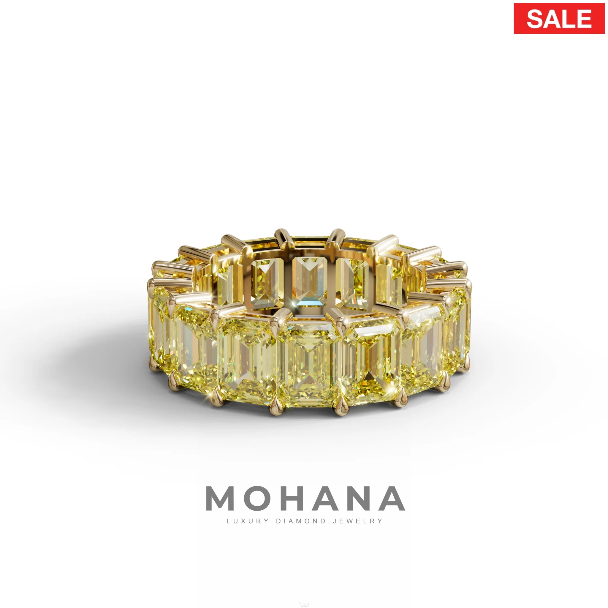 Lab‑Grown Yellow Emerald‑Cut Diamond Band – Classic Full‑Eternity Style