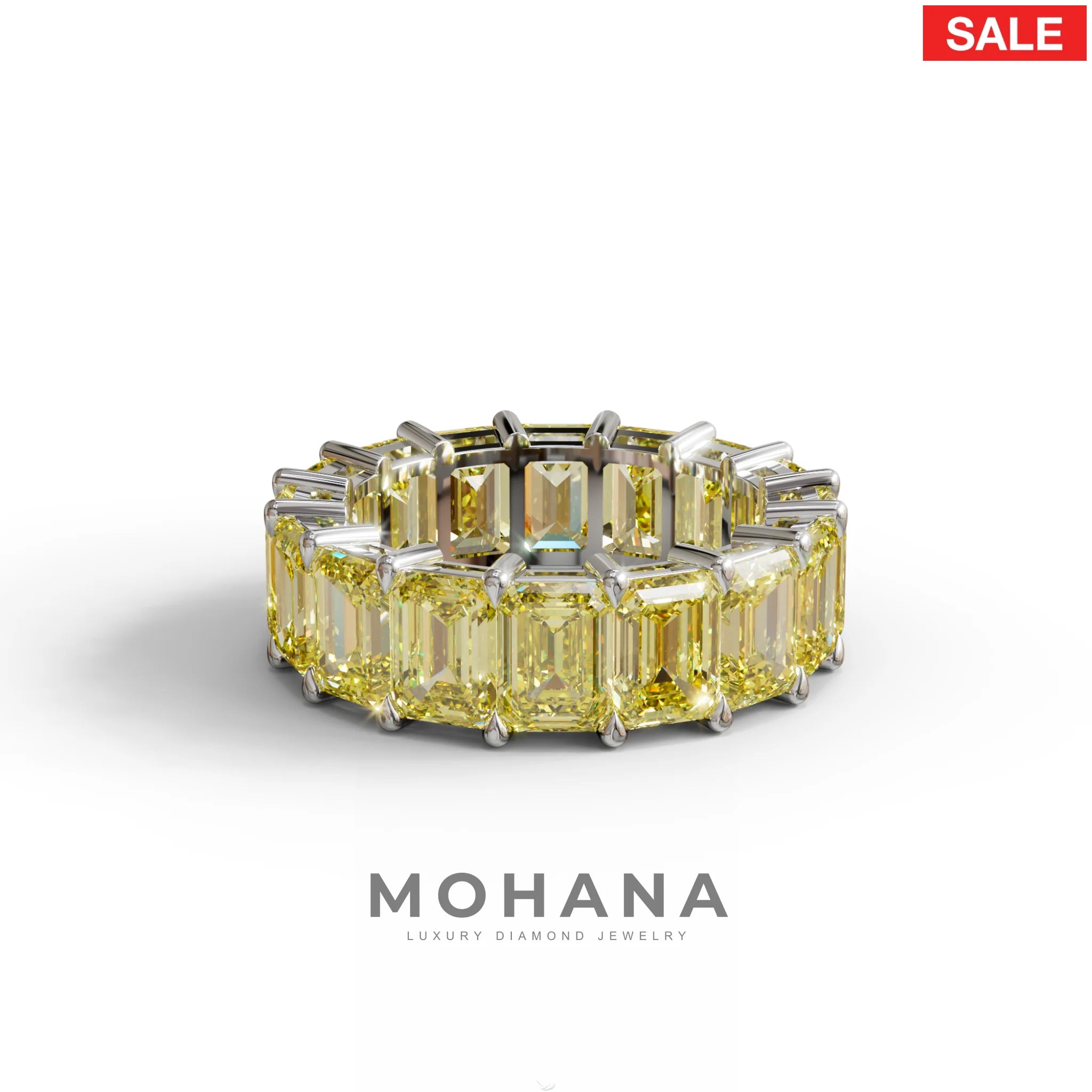 Lab‑Grown Yellow Emerald‑Cut Diamond Band – Classic Full‑Eternity Style