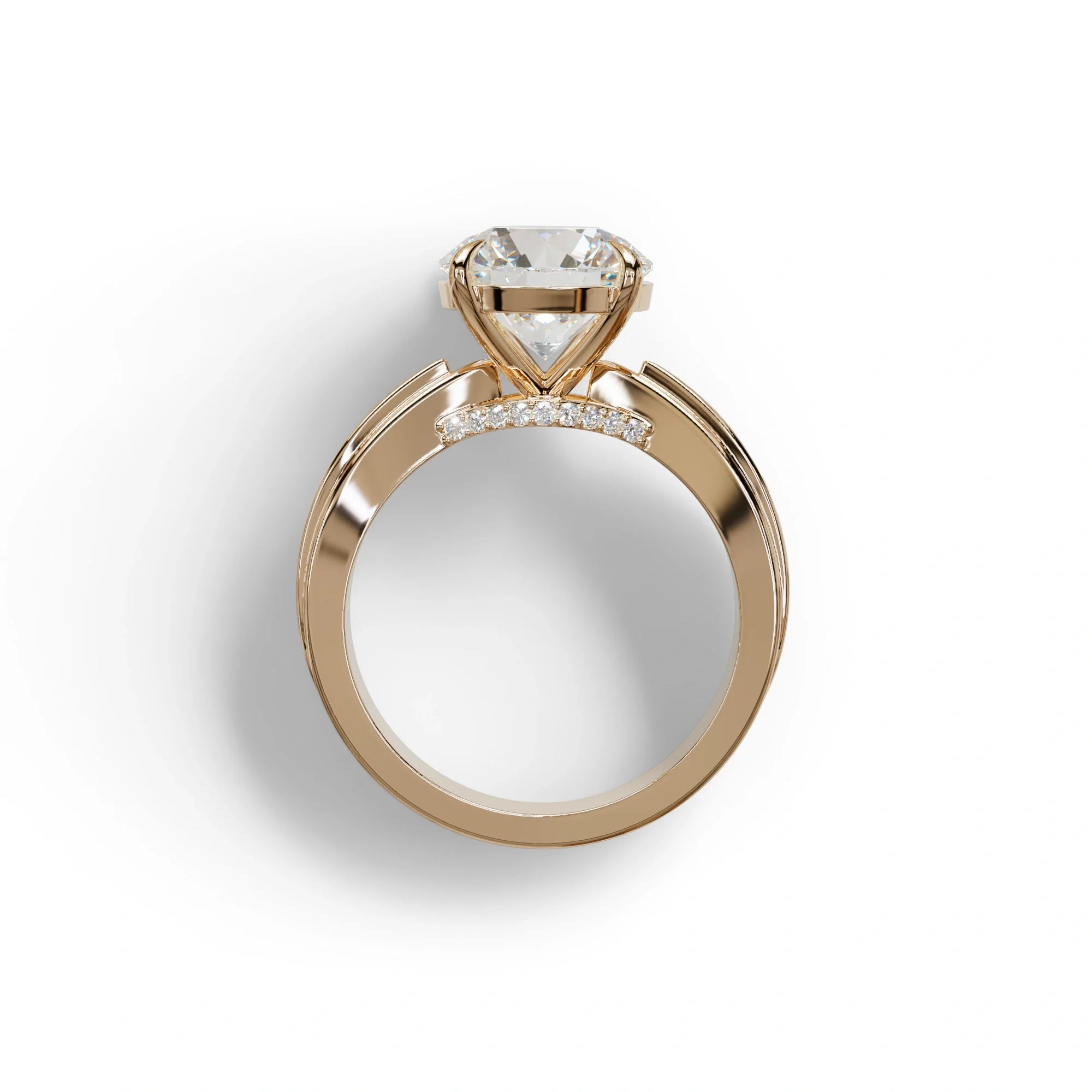 3 Carat E/VVS Round Cut V-Shank Pave Setting Lab Grown Diamond Ring - Je t’adore
