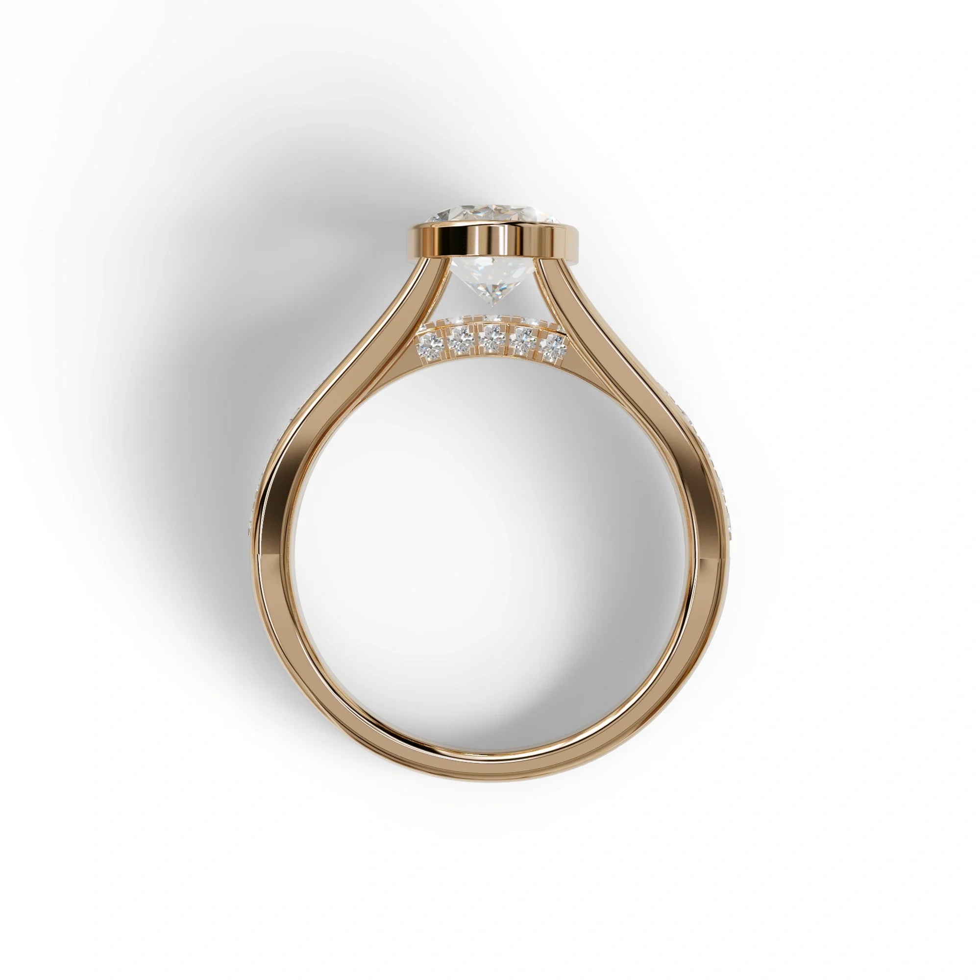 3 Carat Oval Bezel Setting lab grown Diamond Engagement Ring - Prisma