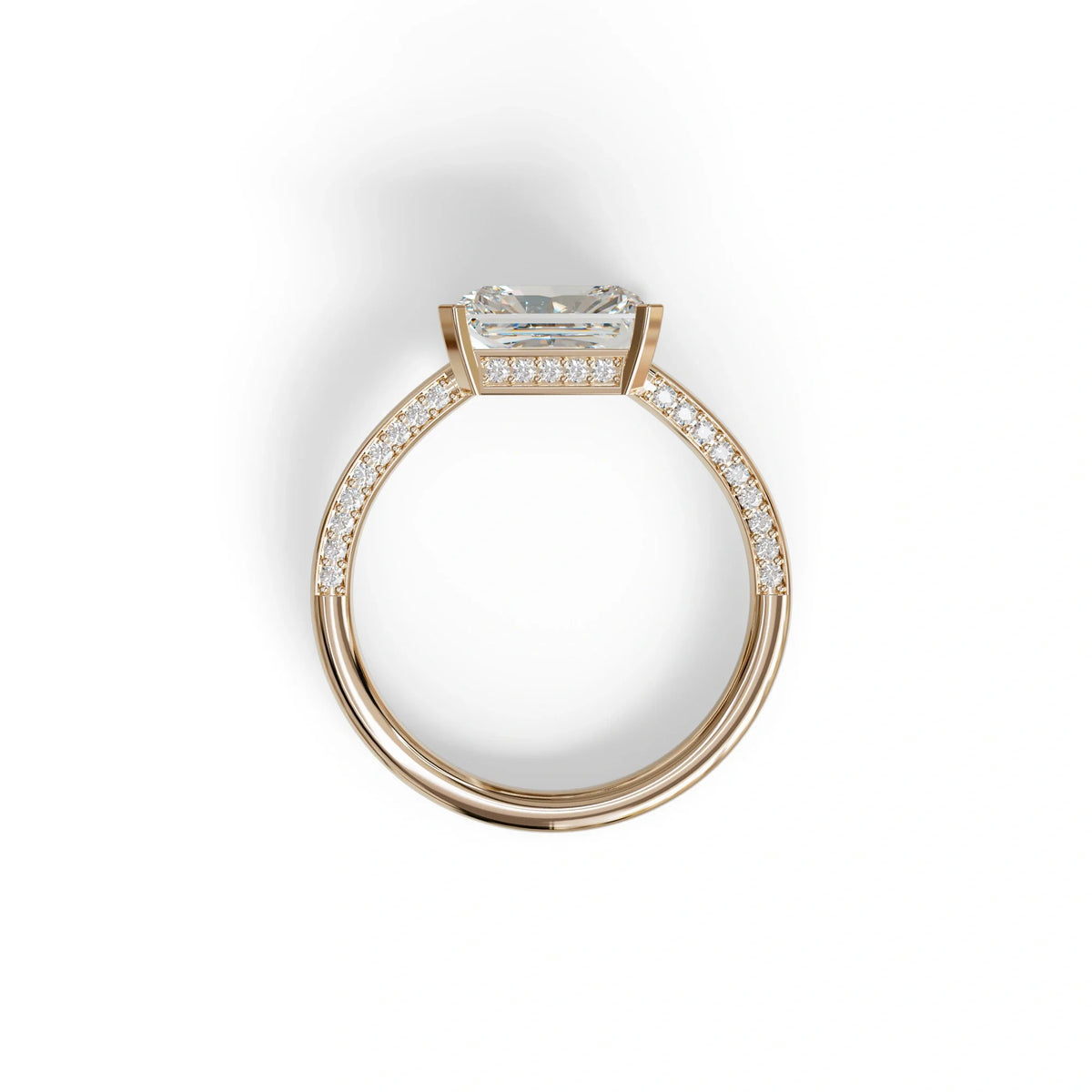 2.5 Ct Radiant Cut Lab Diamond In Pave-Chanel Setting Ring - Maxine