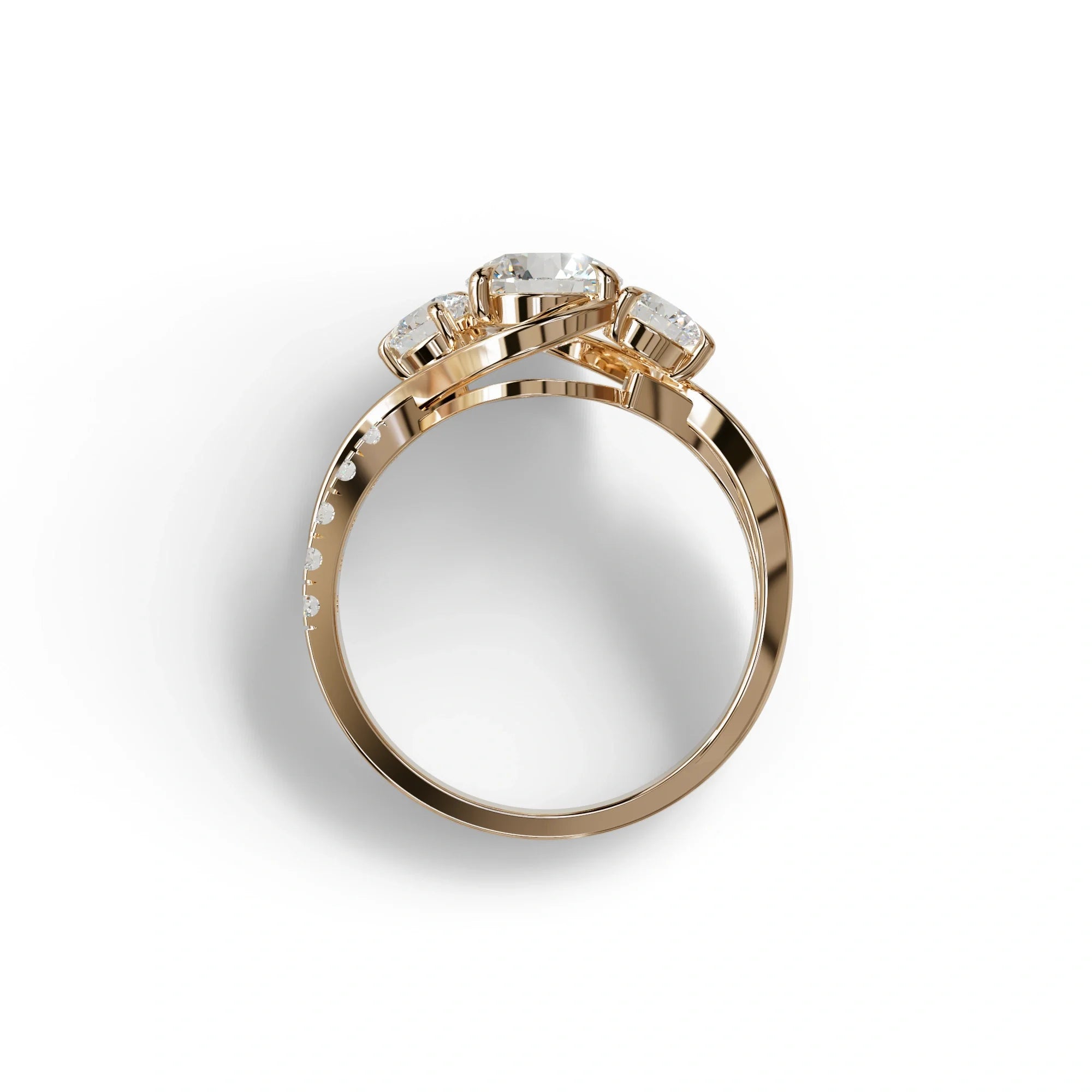 2 Carat Round cut Lab Grown Diamond Curved Engagement Ring - Giverny