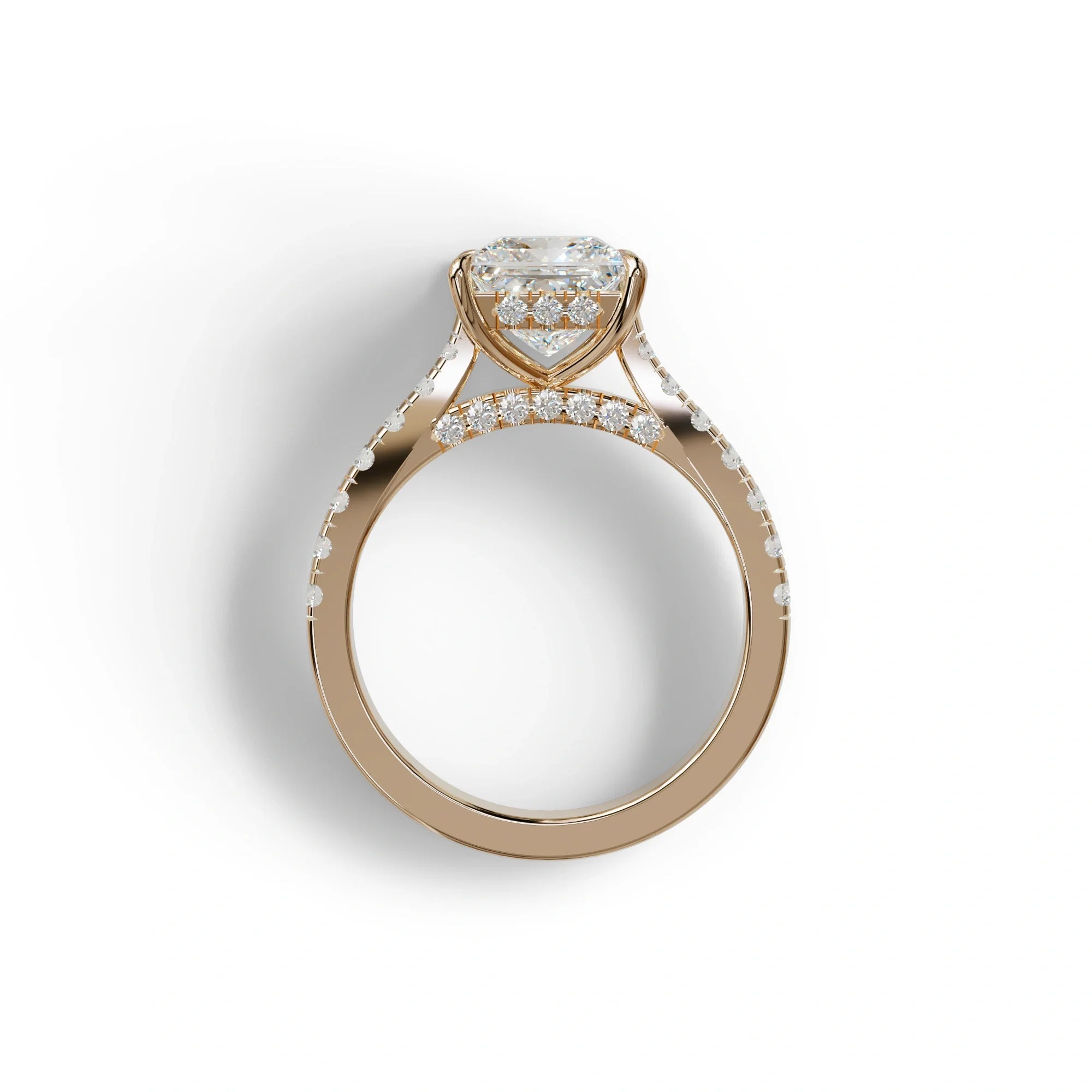 2.5 Carat E VVS Princess Cut Hidden Halo & Pave Lab Diamond Ring - Aries