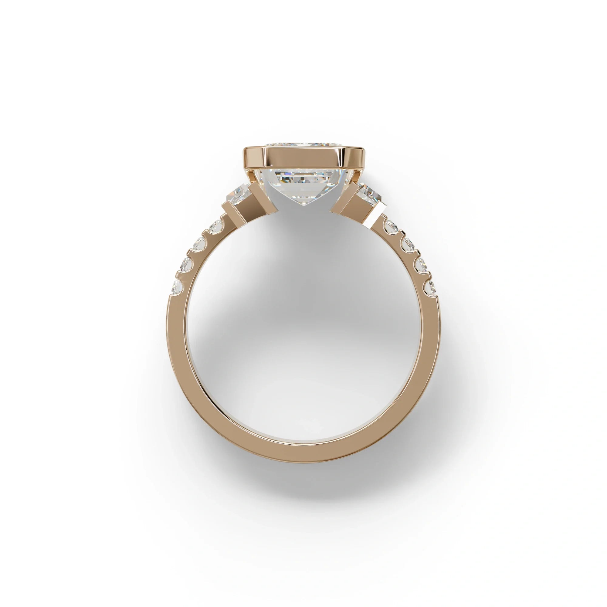 3 Carat Emerald Cut Lab Diamond Engagement Ring | Half Bezel set- Gatsby