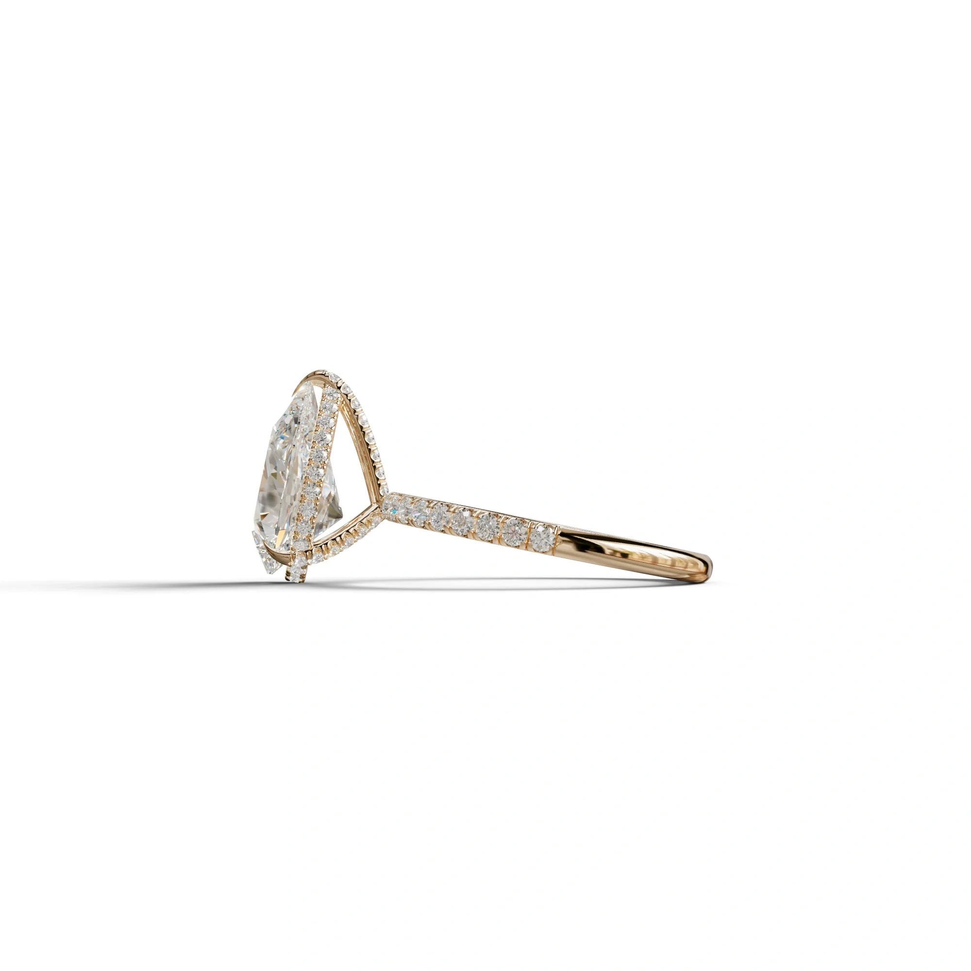 2 Carat E-VVS Pear Cut Hidden Halo & Pave Lab Diamond Ring