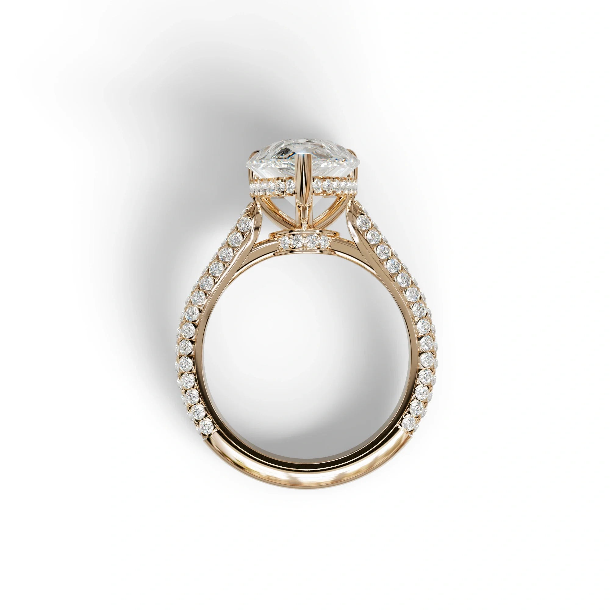 3 Carat Pear Shaped Hidden Halo Lab Diamond Engagement Ring - Alina