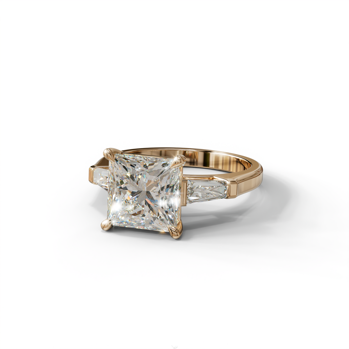 E/VVS 3 Carat Princess & Baguette Cut Lab Grown Diamond Ring - Alluring