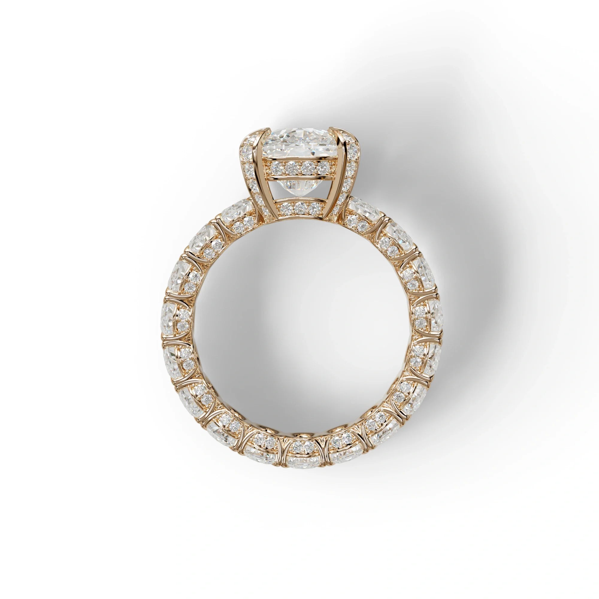 4 Carat E VVS Cushion Cut Full Eternity Lab Grown Diamond Ring - Enigma