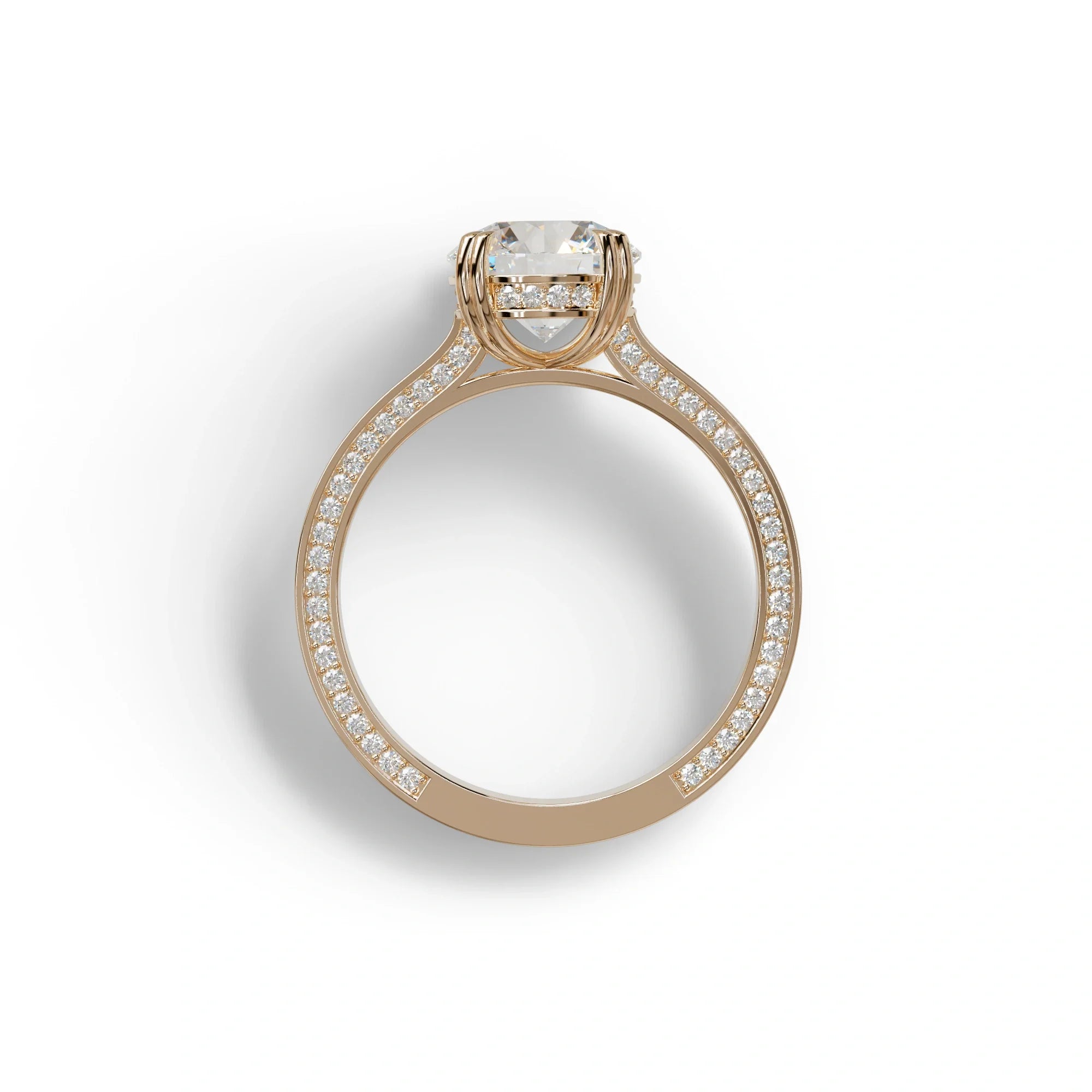 2 Carat E VVS Round Cut Hidden Halo Lab Diamond Engagement Ring - Maeve