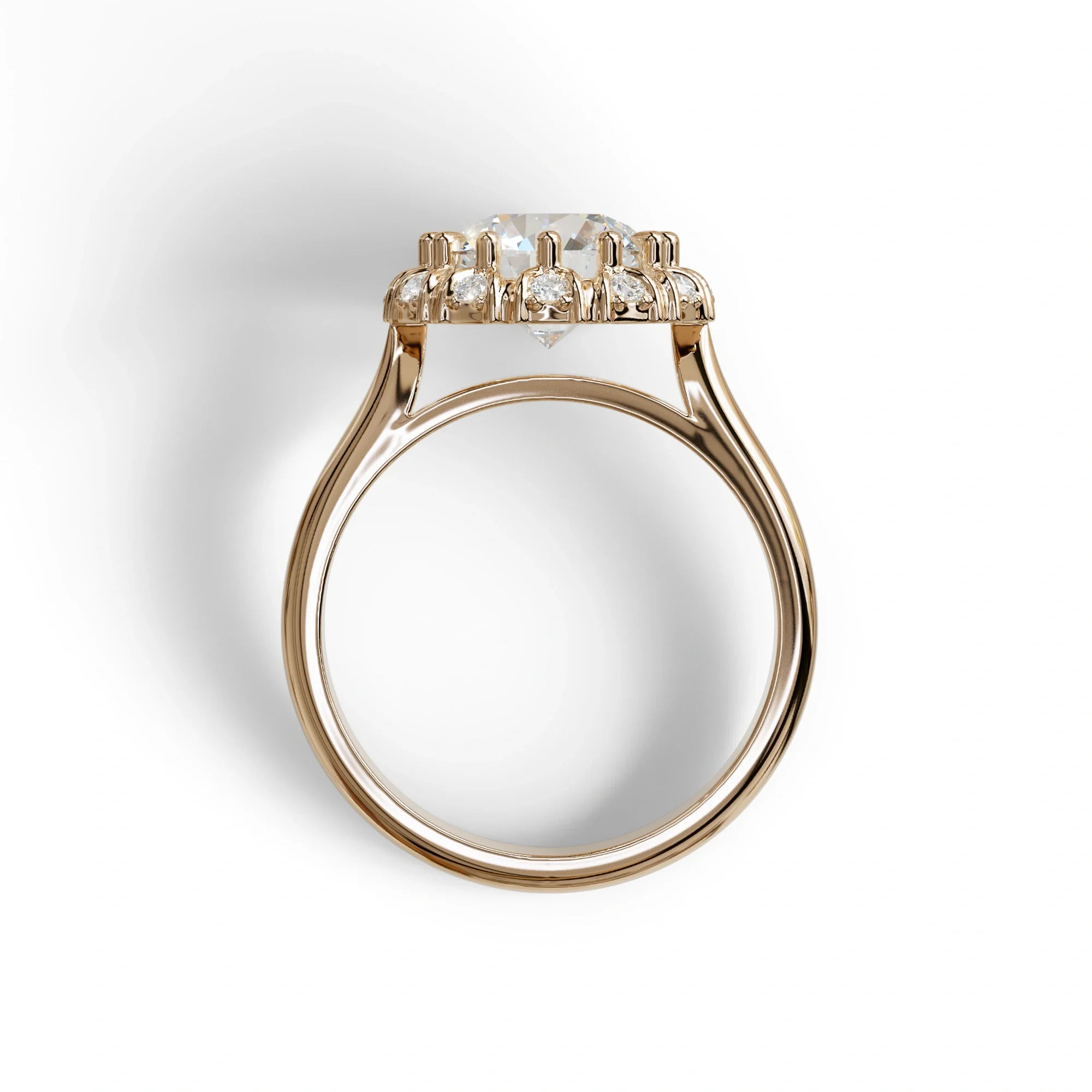 E VVS 3 Carat Round Shaped Halo Lab Diamond Ring - Sunflower