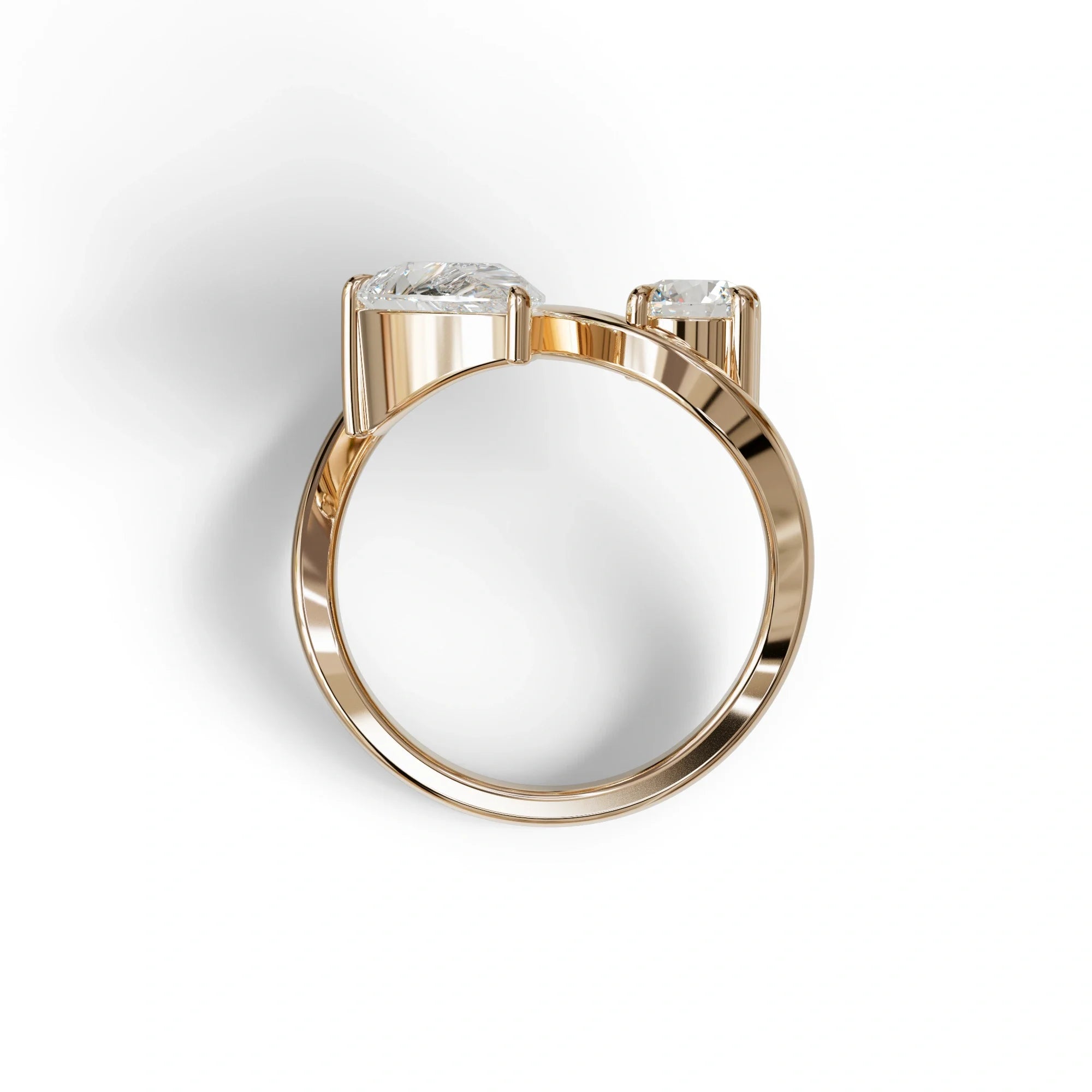 2.8 Carat E VVS Pear and Round Cut Lab Diamond Engagement Ring - Toi Et Moi