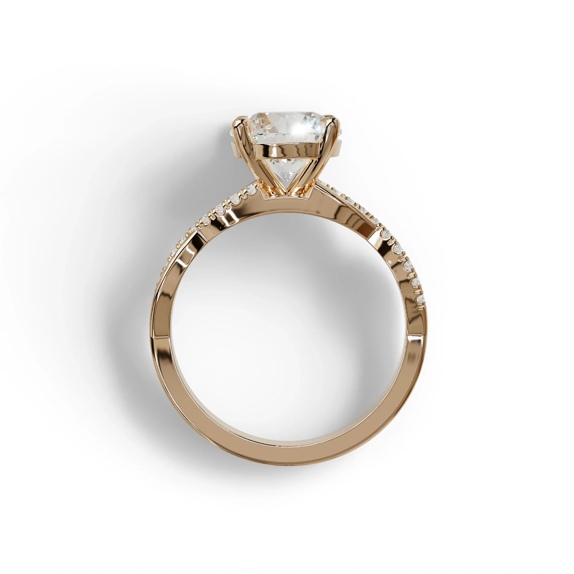 E VVS 3 Carat Round Cut Lab Diamond Ring - Infinity Cross