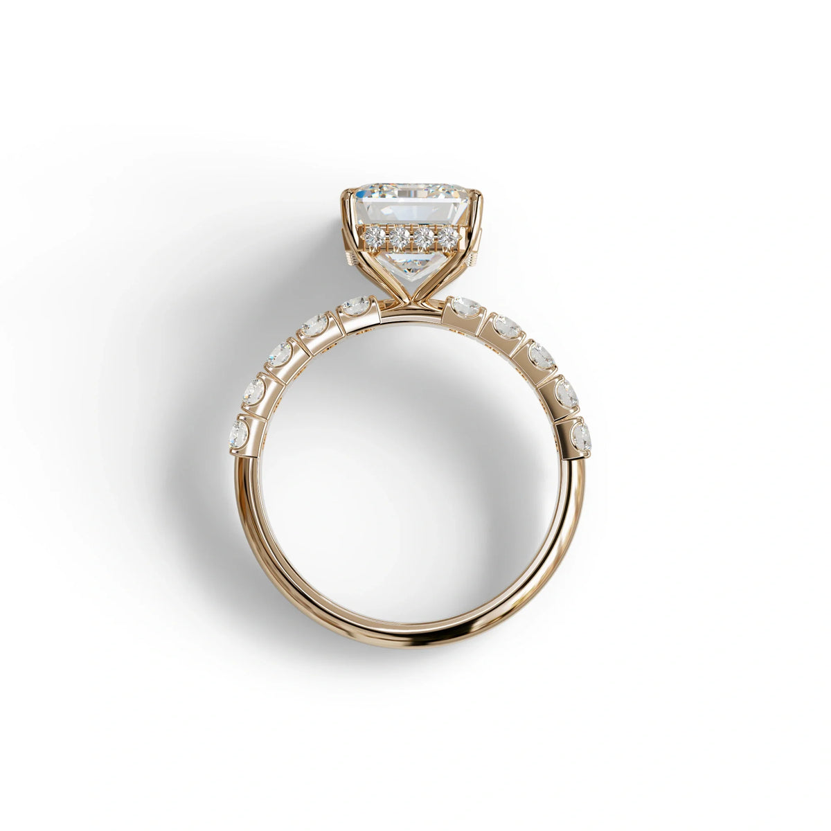 3 Carat E VVS Emerald Cut Lab Diamond Hidden halo Engagement Ring - Luminary