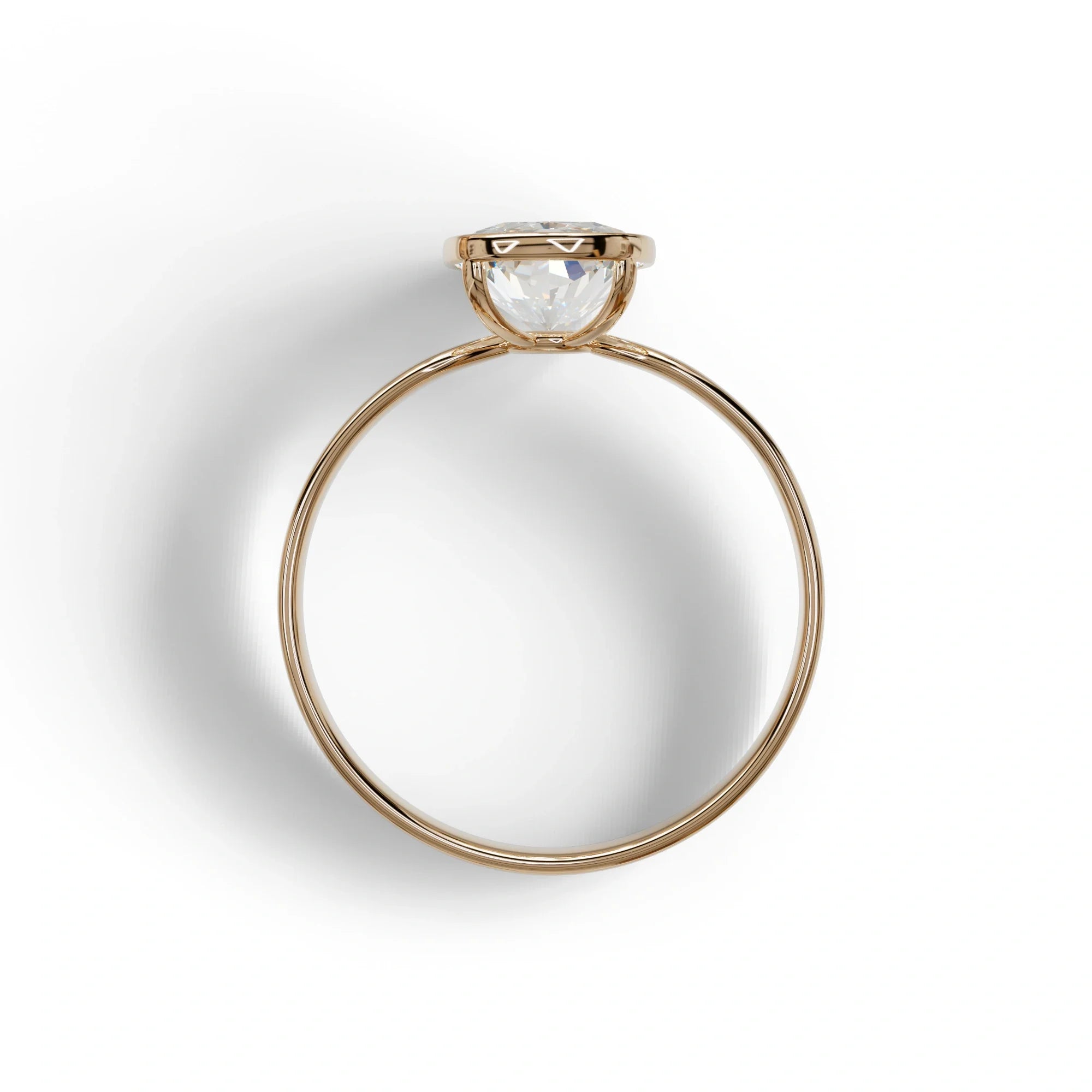 3 Carat E VVS Elongated Cushion Cut Bezel Set Engagement Ring - Astrae