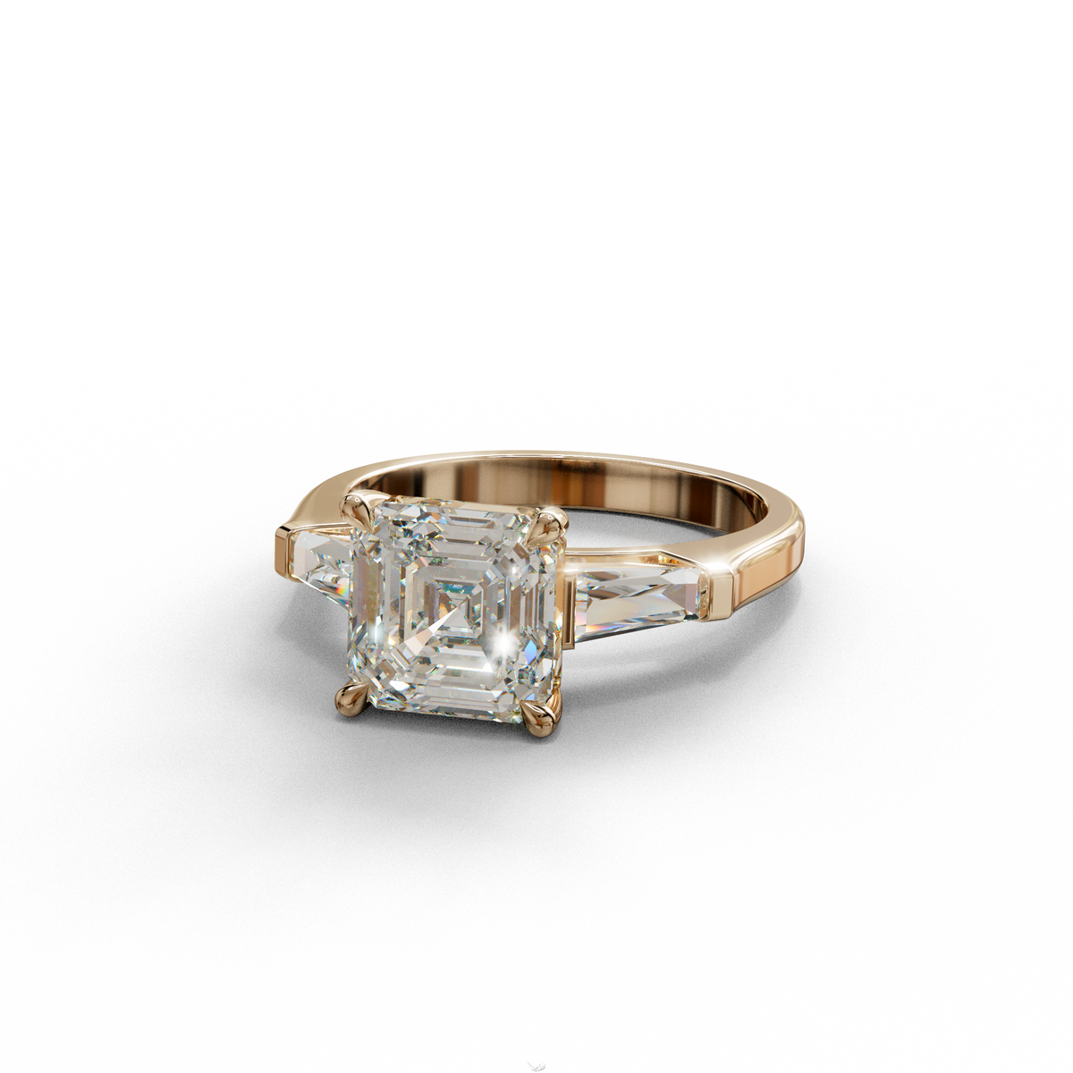 3 Carat E VVS Asscher & Baguette Cut Multi Stone Lab Diamond Ring - Brillante