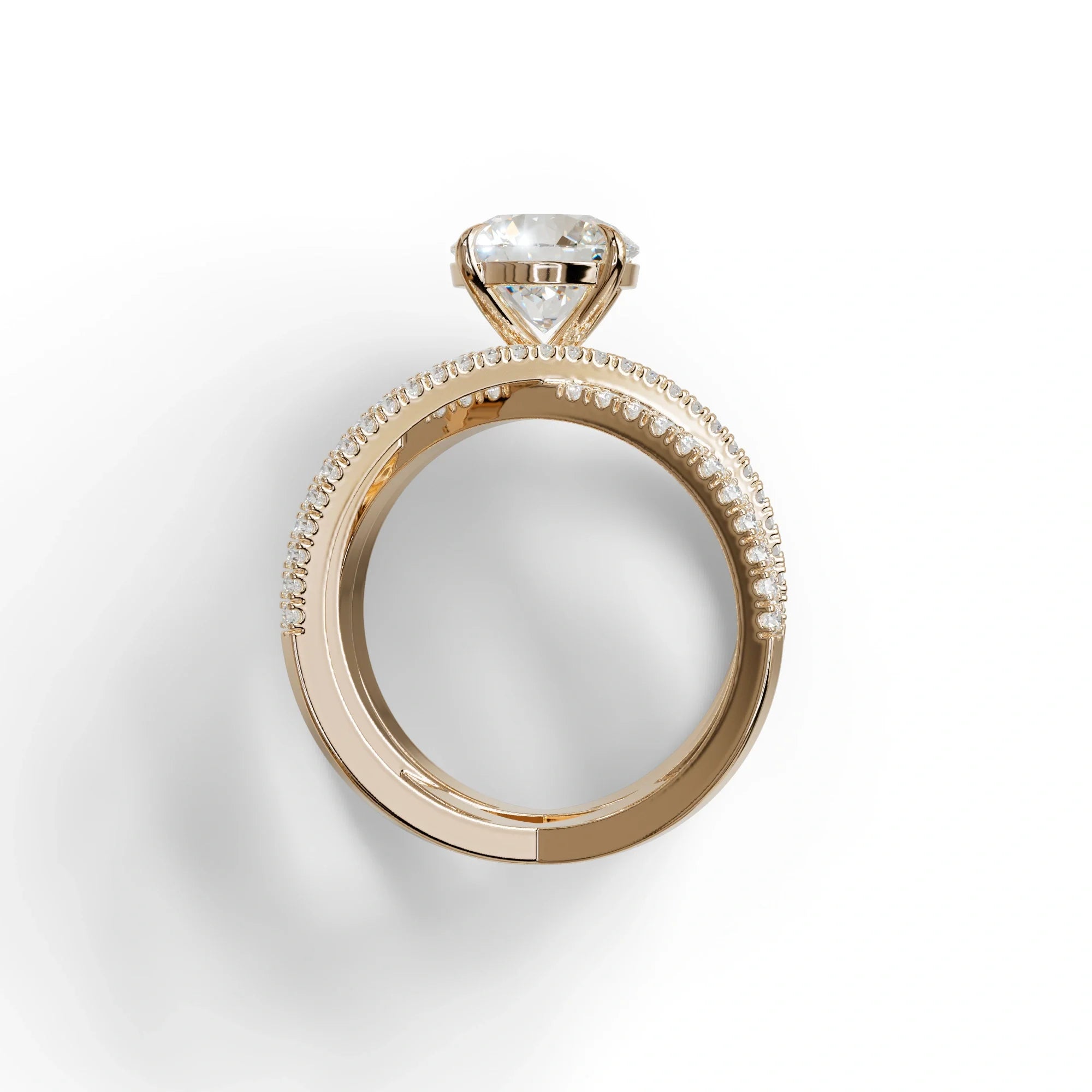 1.5 Carat Round Cut Criss Cross Lab Diamond Ring - Elegant