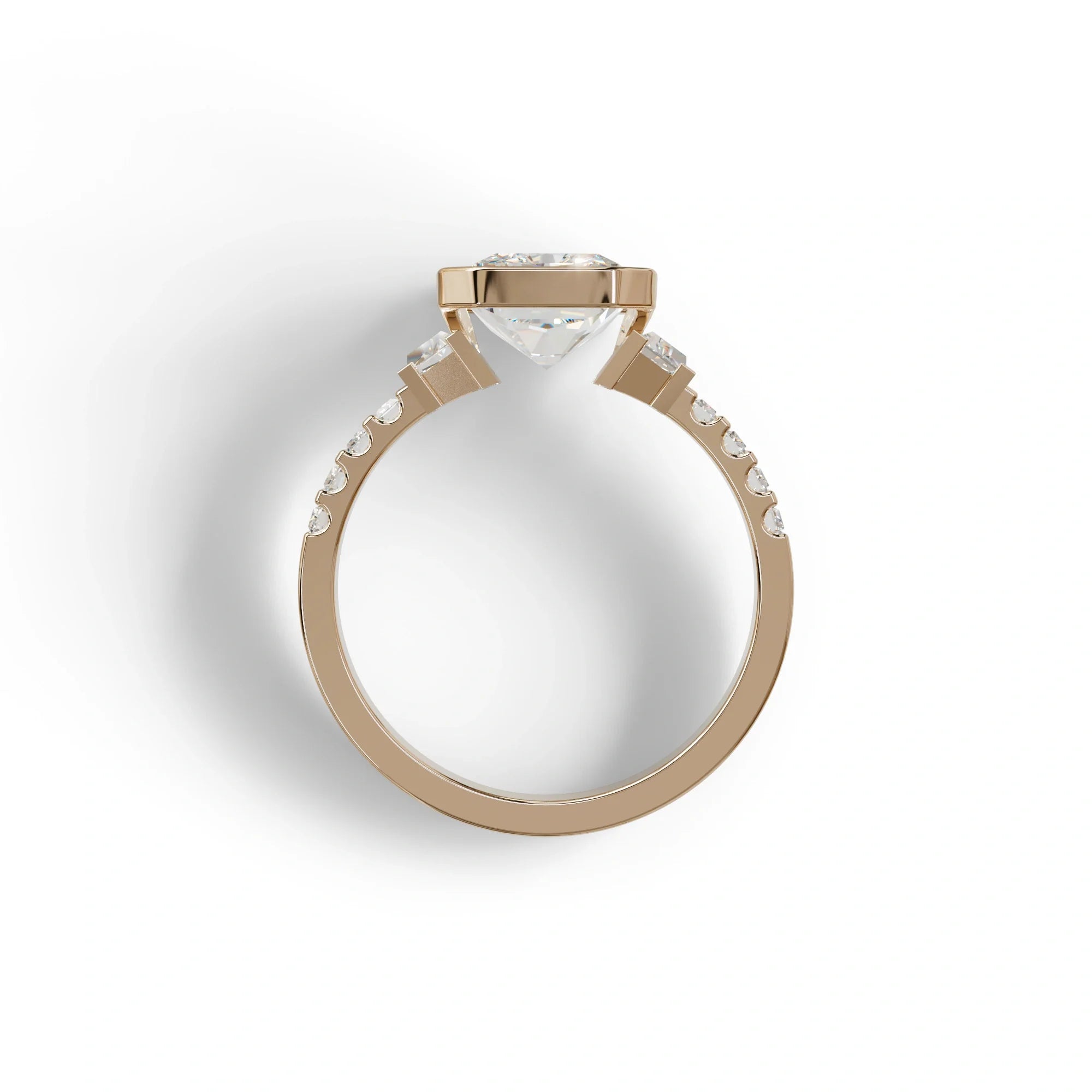 3 Carat Radiant Cut Lab Diamond Engagement Ring | Half Bezel Set Ring - Adiamor