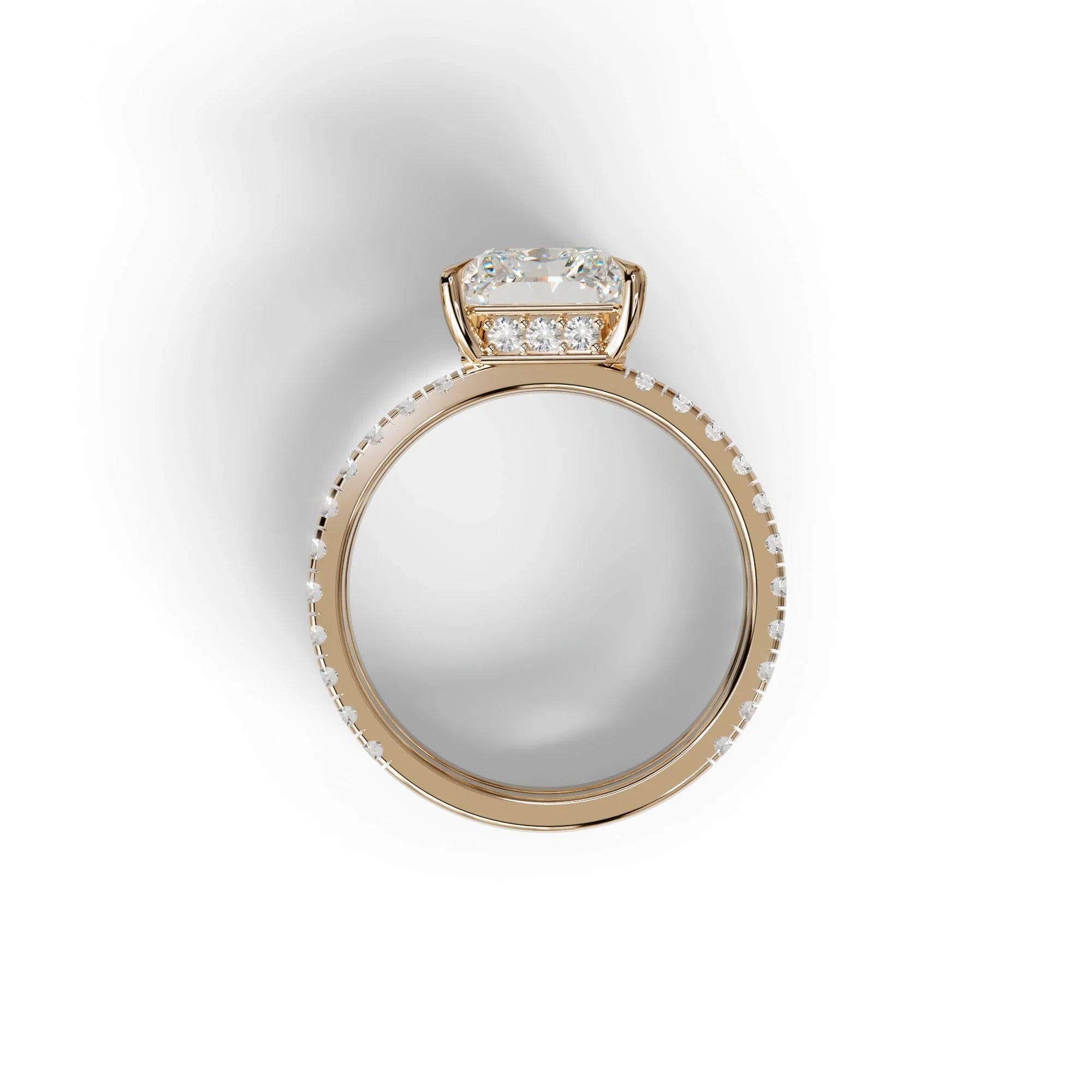 3 Carat Lab Diamond Radiant Cut Engagement Ring | Double Band Hidden Halo - Billie