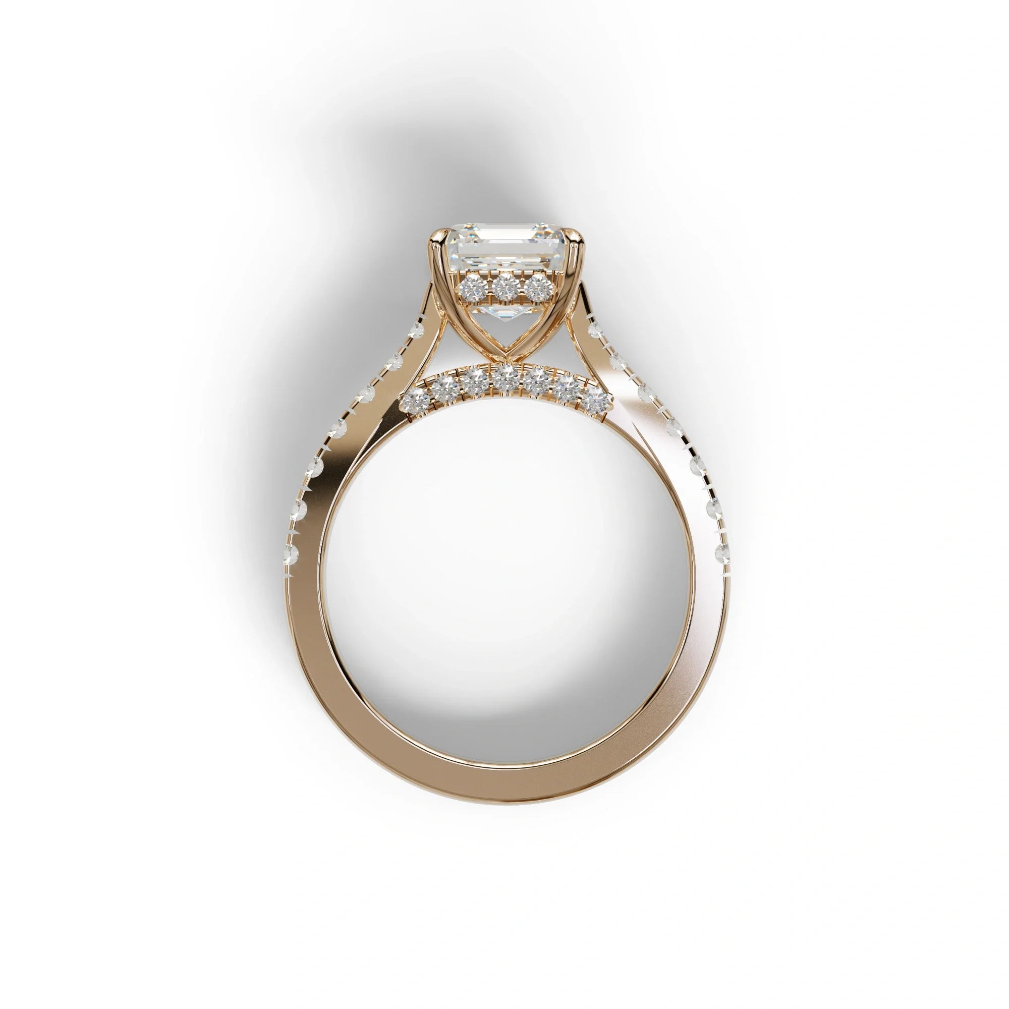 2 Carat E VVS Asscher Cut Lab Grown Diamond Engagement Ring | Hidden Halo & Pave - Kay
