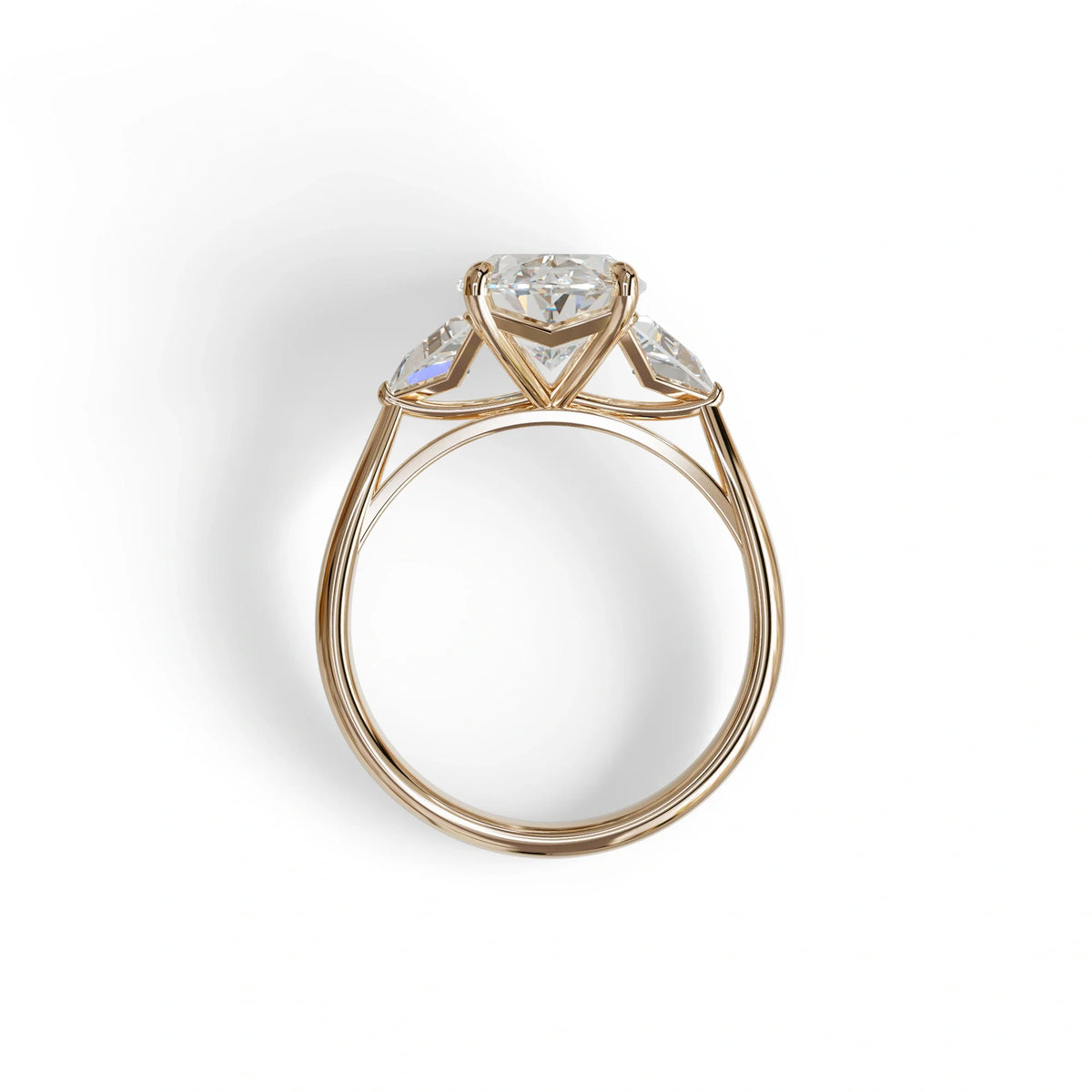 3Ct Oval Cut Lab Grown Diamond Three stone Engagement Ring - Myza